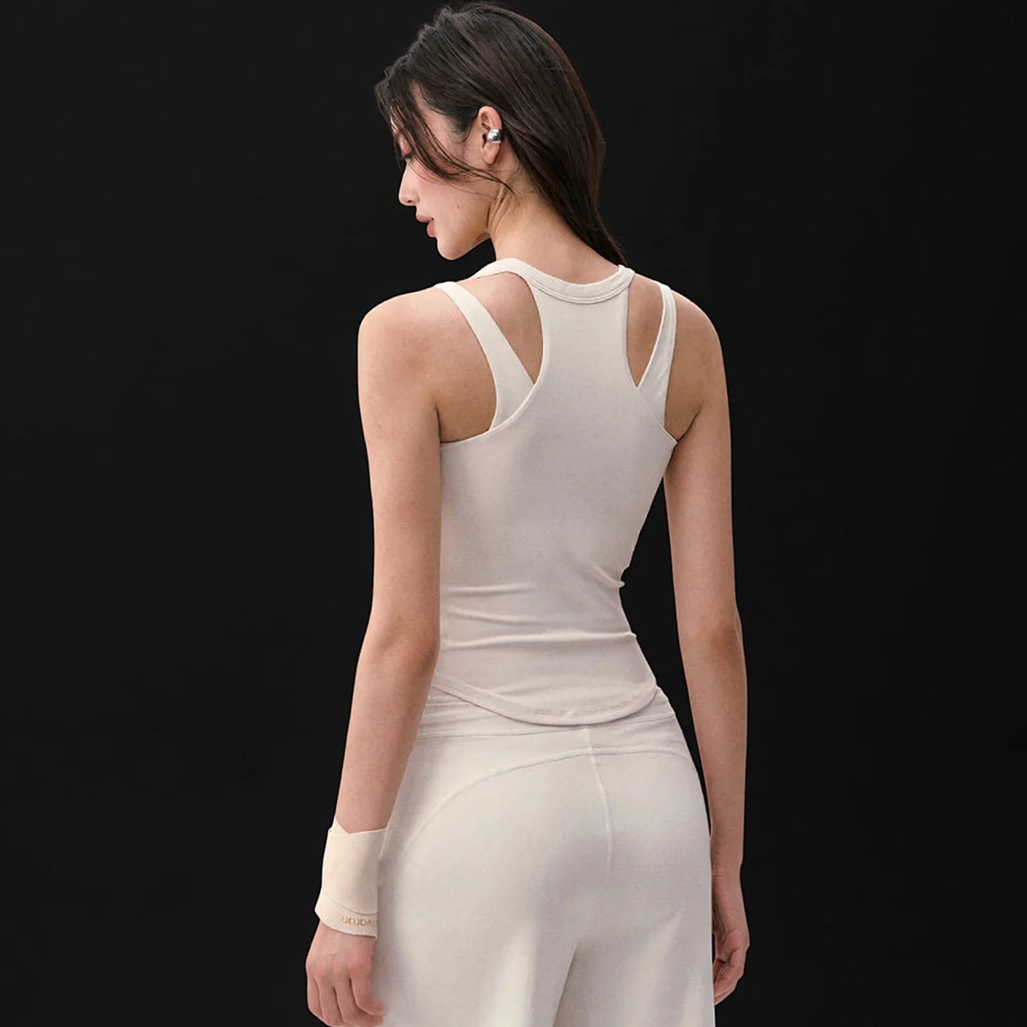 High-Impact One-Piece Running Tank Top - Sweat-Resistant Gather Support