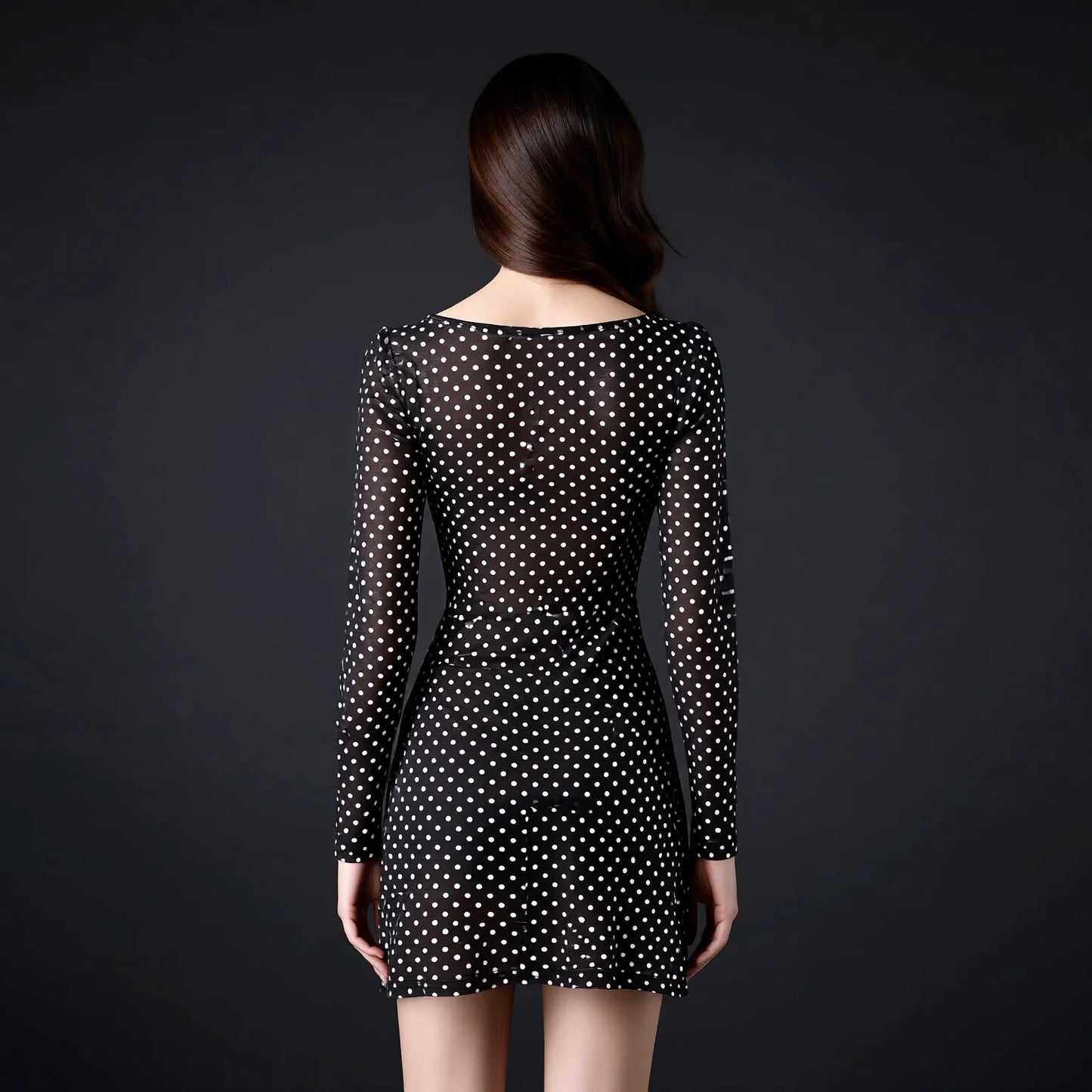 Black Polka Dot Long Sleeve Bikini Cover-Up & Matching Swimsuit Set