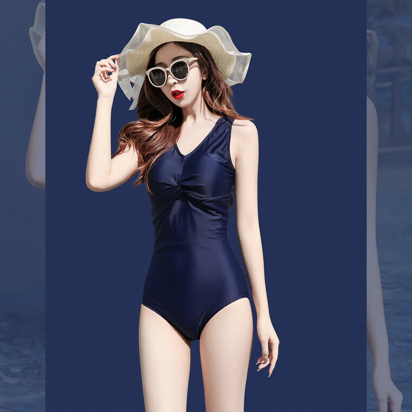 conservative one piece swimsuit, slimming skirt dress, tummy control