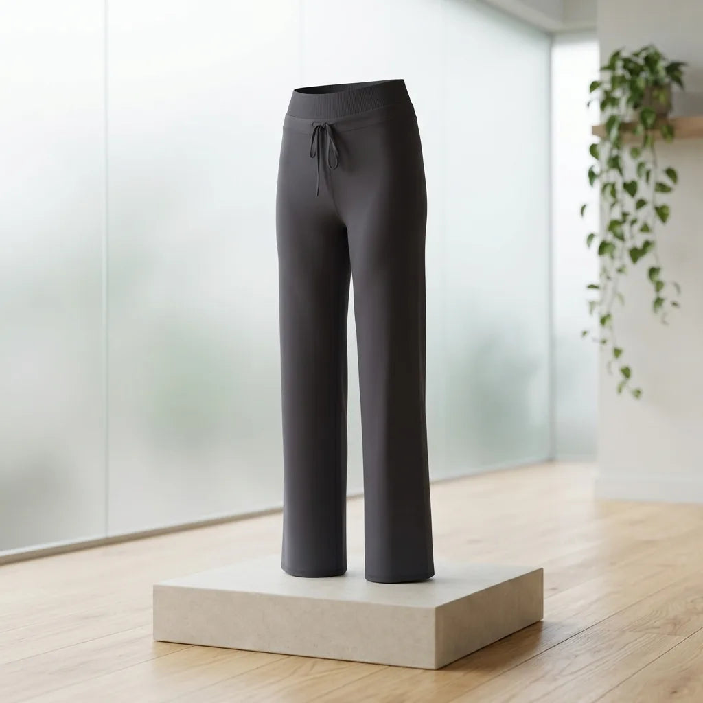 Nylon Spandex High-Waist Wide-Leg Yoga Pants Drawstring