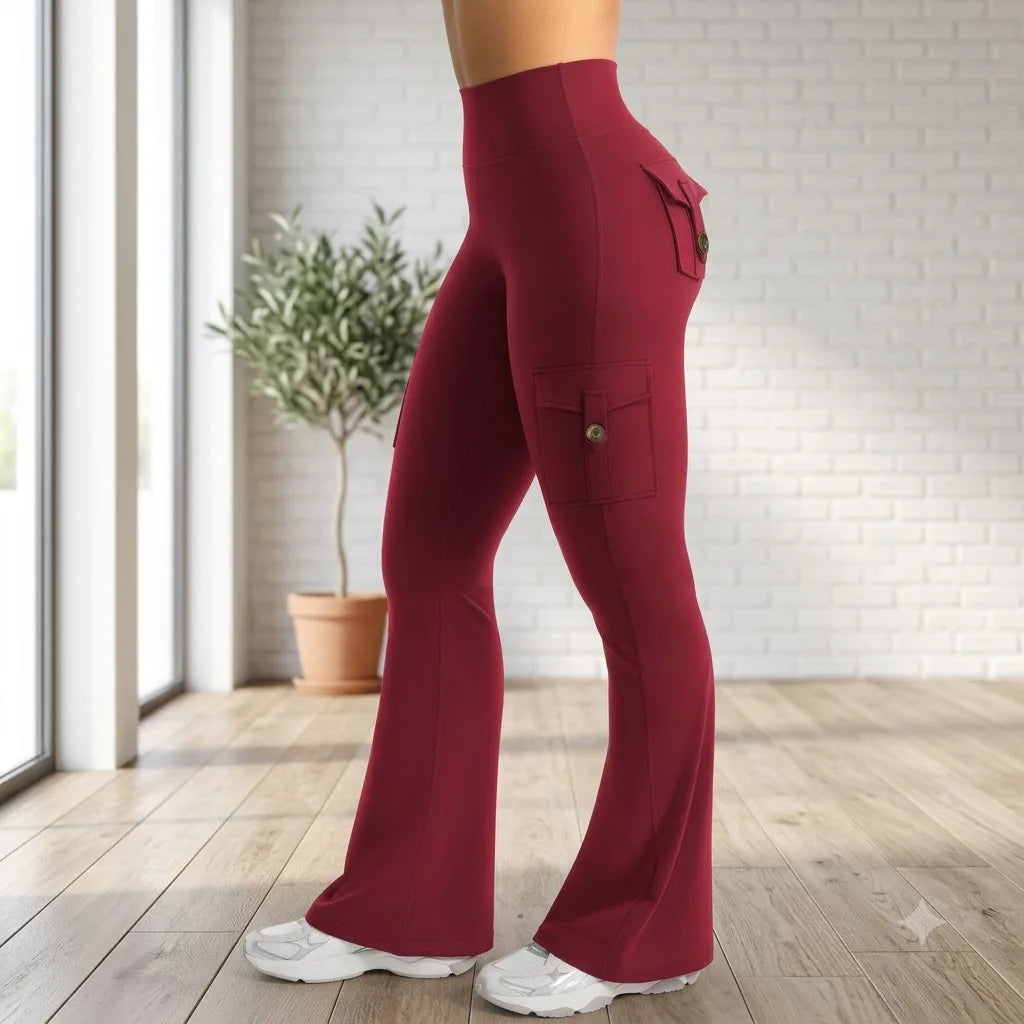 High-Waist Cargo Flare Yoga Pants Multi-Pocket Lift
