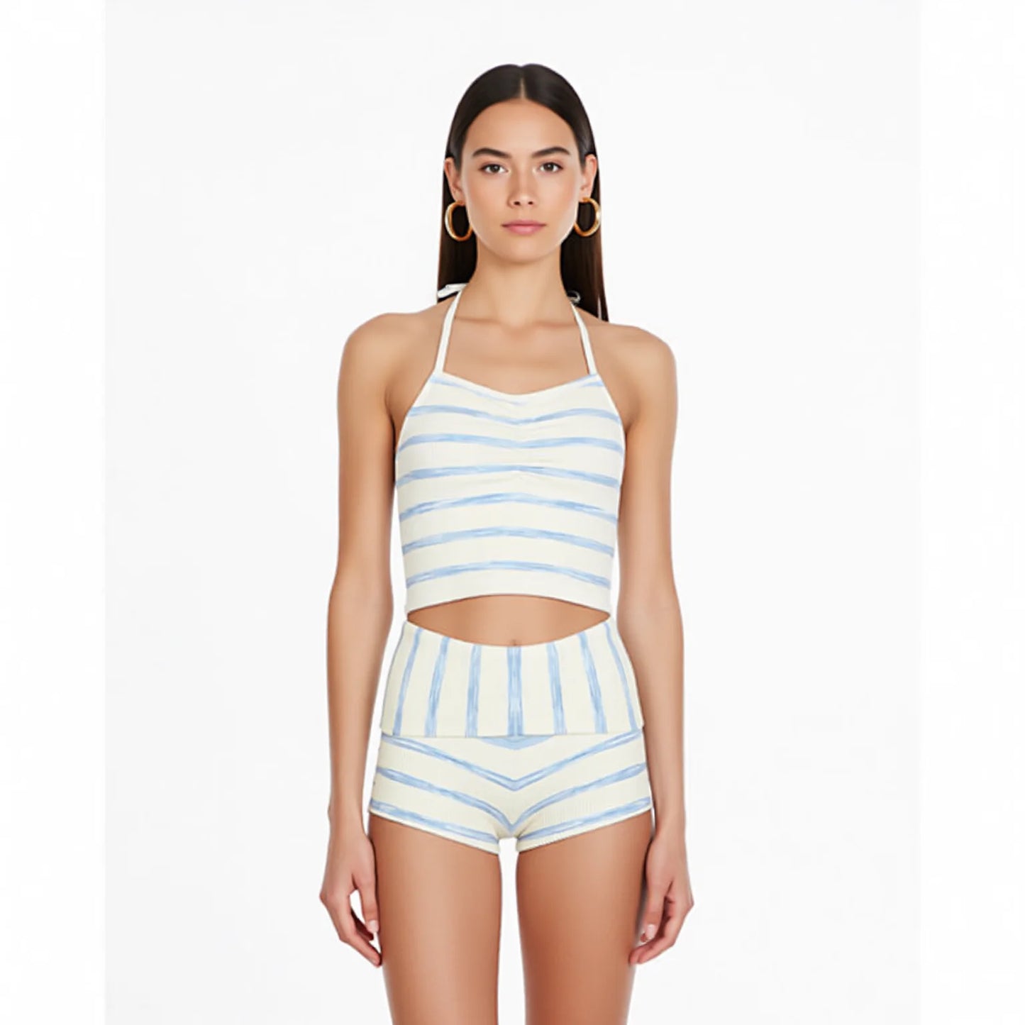 Striped French Riviera two-piece swim set