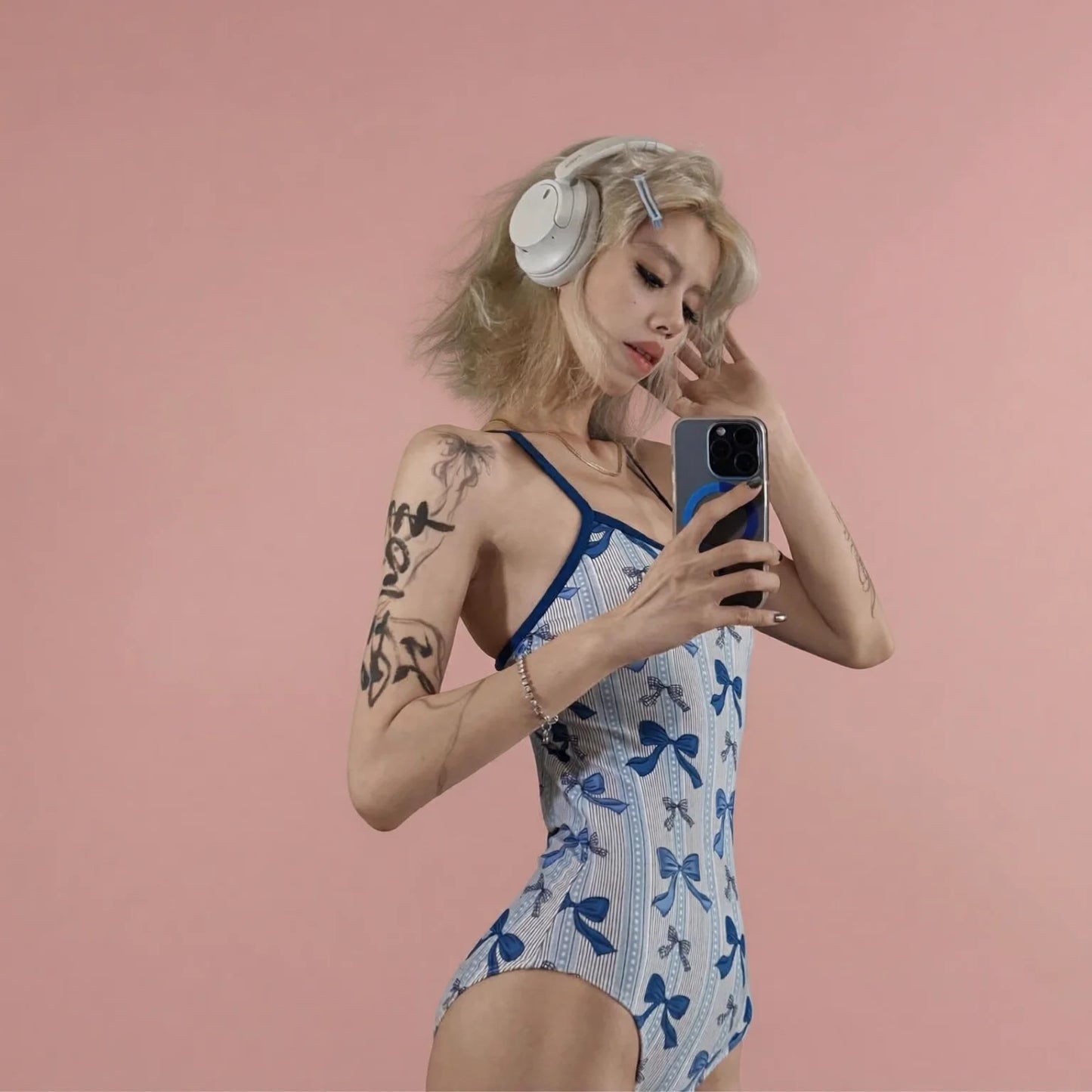 Butterfly Print One-Piece Racing Swimsuit