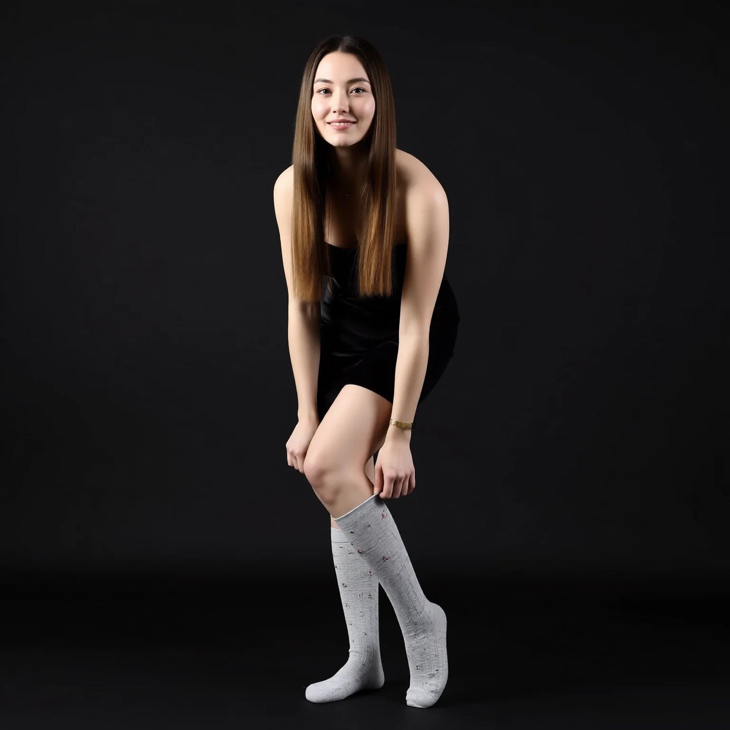 Lace Trim Floral Mesh Knee High Socks for Women
