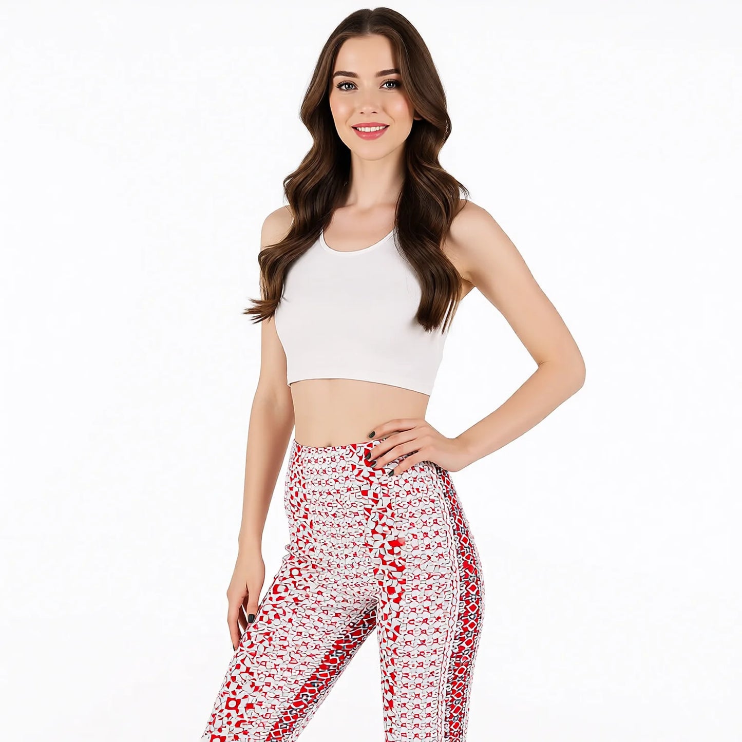 Ethnic Print Flare Yoga Pants - High Waisted Butt Lifting Stretch Trousers