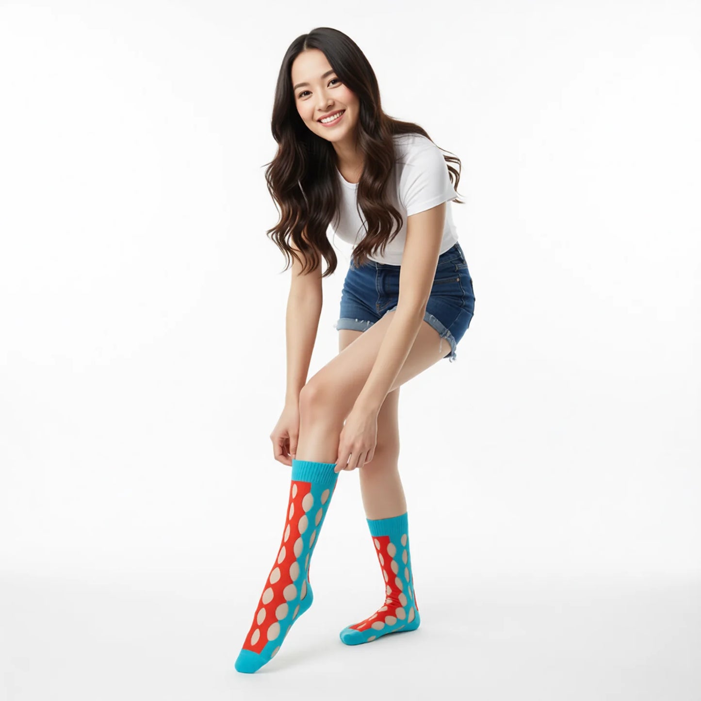 Sheer Mesh Polka Dot Mid Calf Socks Women Breathable Fashion