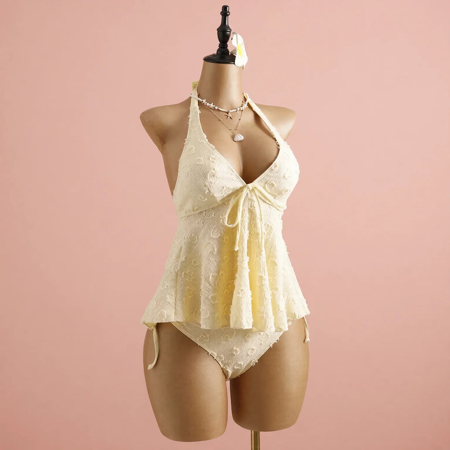 V-neck tie-front camisole lingerie top