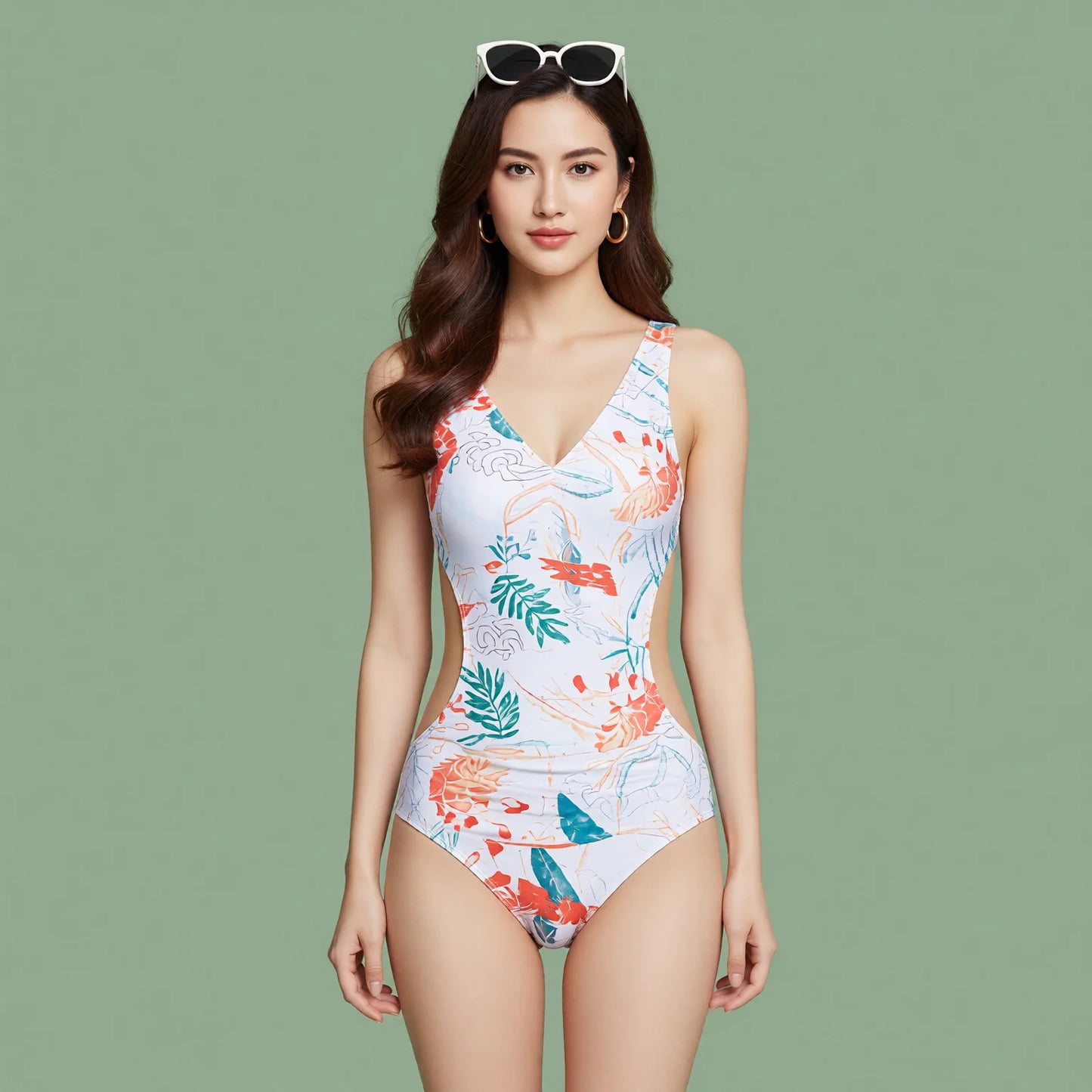 Ins Korean Style Backless One-Piece Swimwear for Beach Holiday