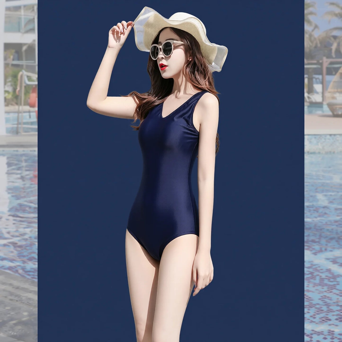conservative one piece swimsuit, slimming skirt dress, tummy control