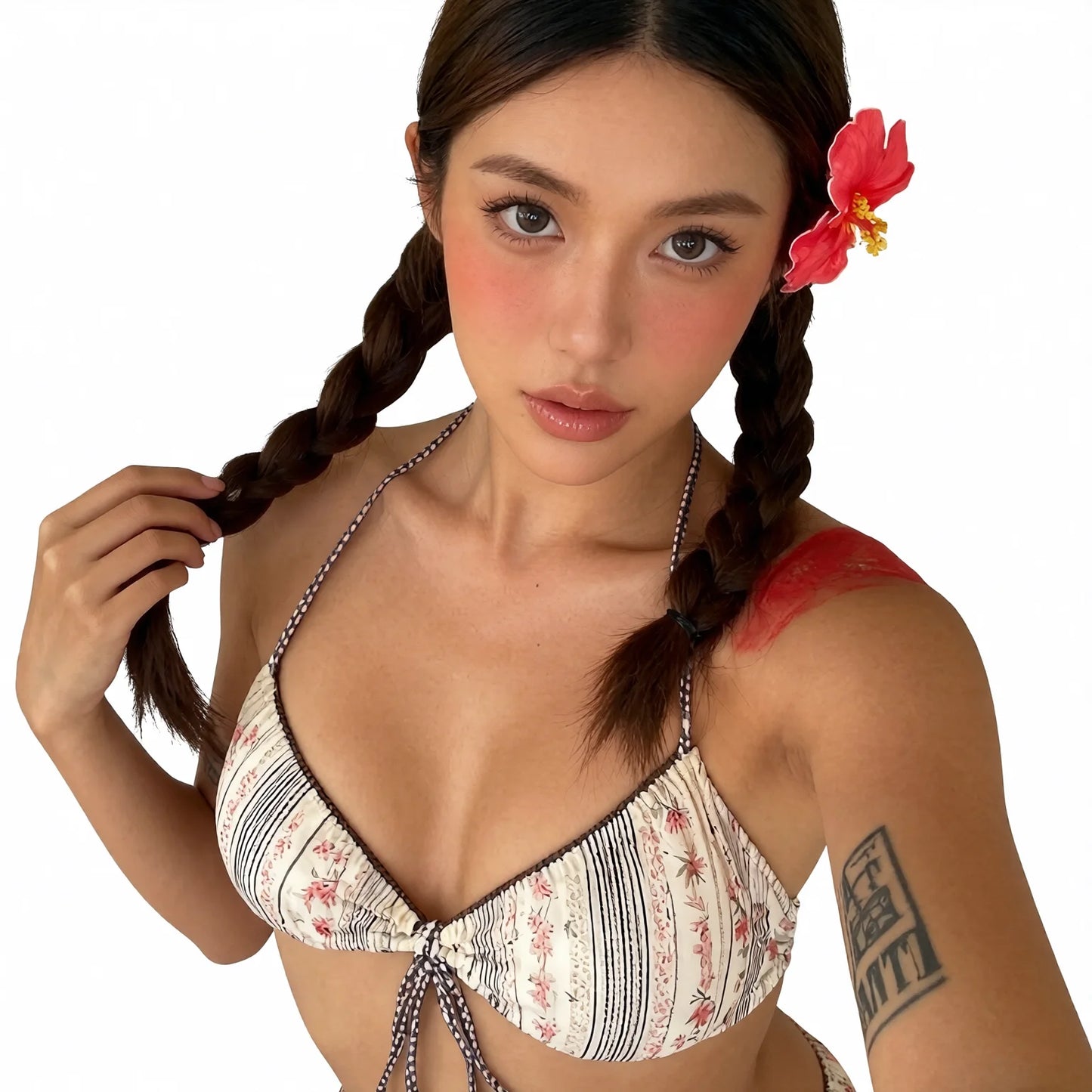 Sweet floral babydoll bikini high aesthetic