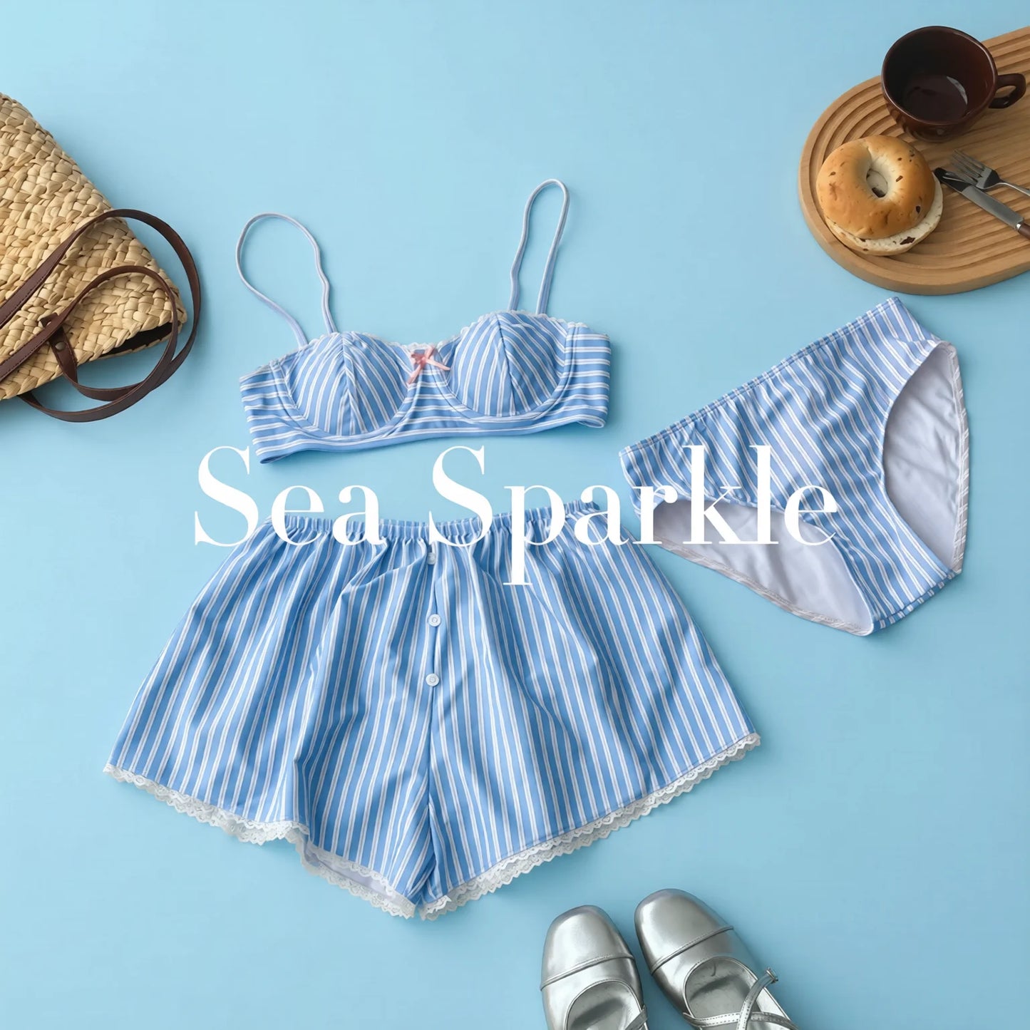 Striped Blue Bikini Set