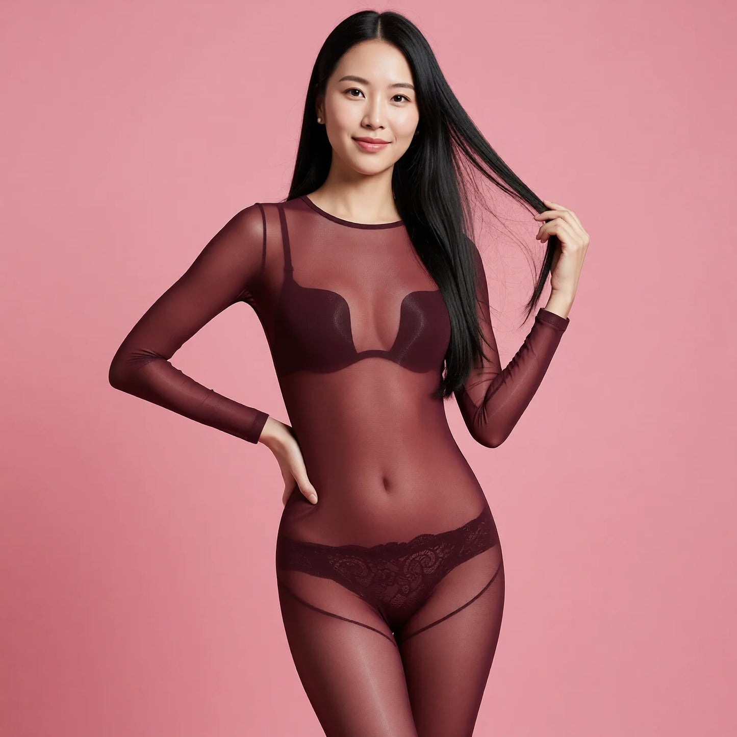 Plus Size 3D High-Density Satin Lingerie Jumpsuit