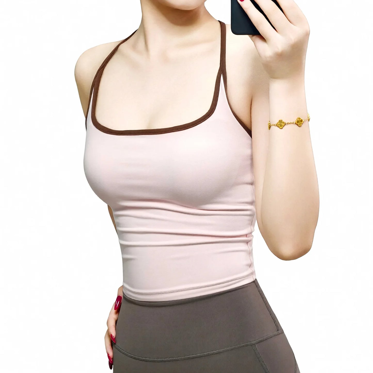 Neckline Backless Camisole Tank Top High Elastic Soft Yoga Activewear
