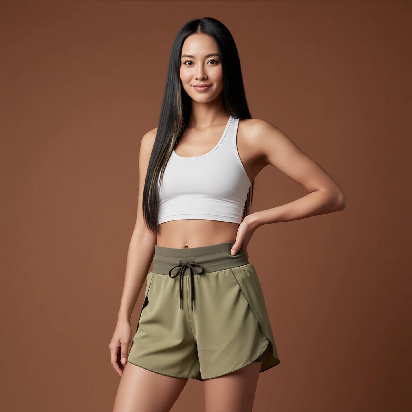 High-waisted shorts with pockets - seamless sports shorts with drawstring tie