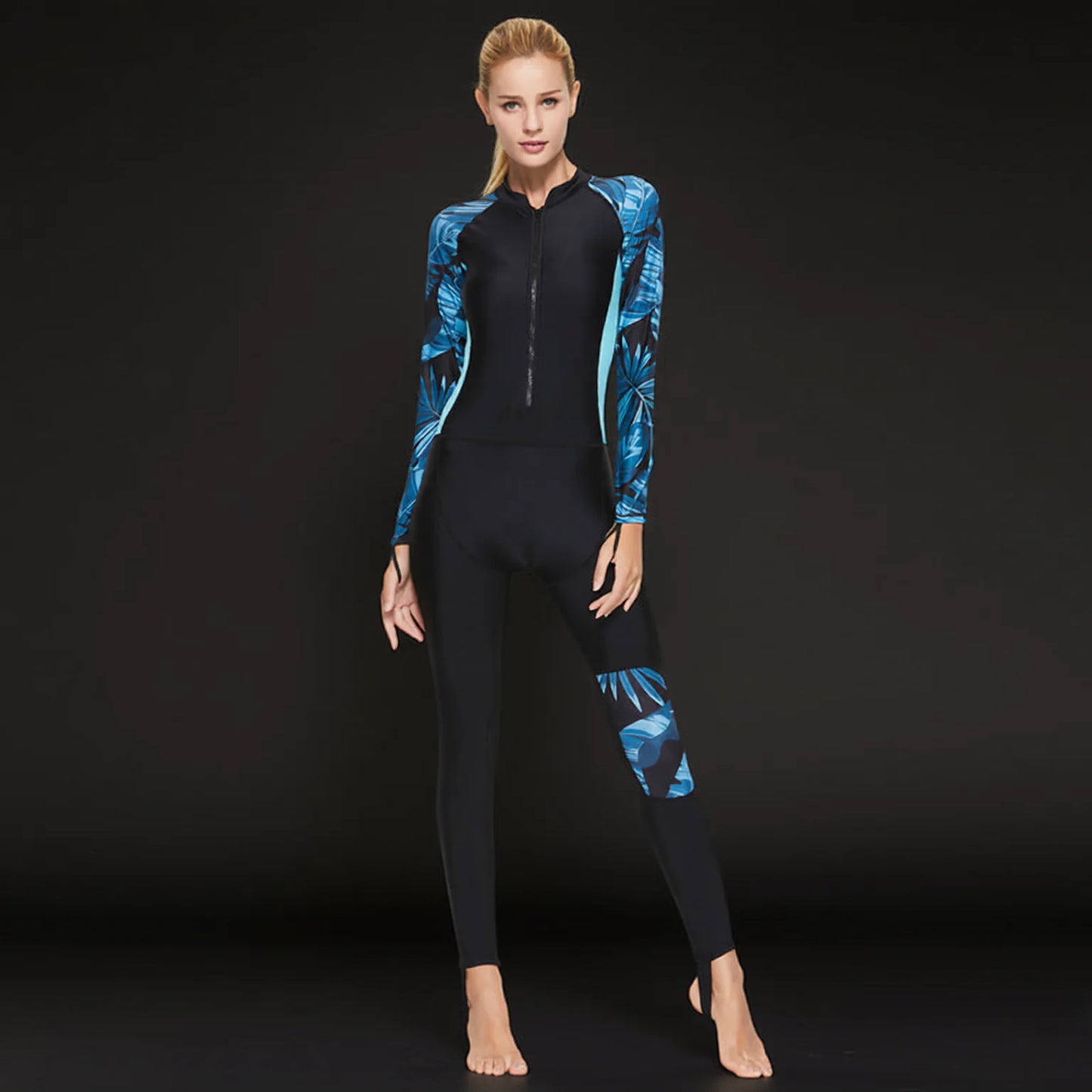 Elegant One-Piece Rash Guard Bodysuit - Long Sleeve Full Body Swimwear for Surfing & Beach