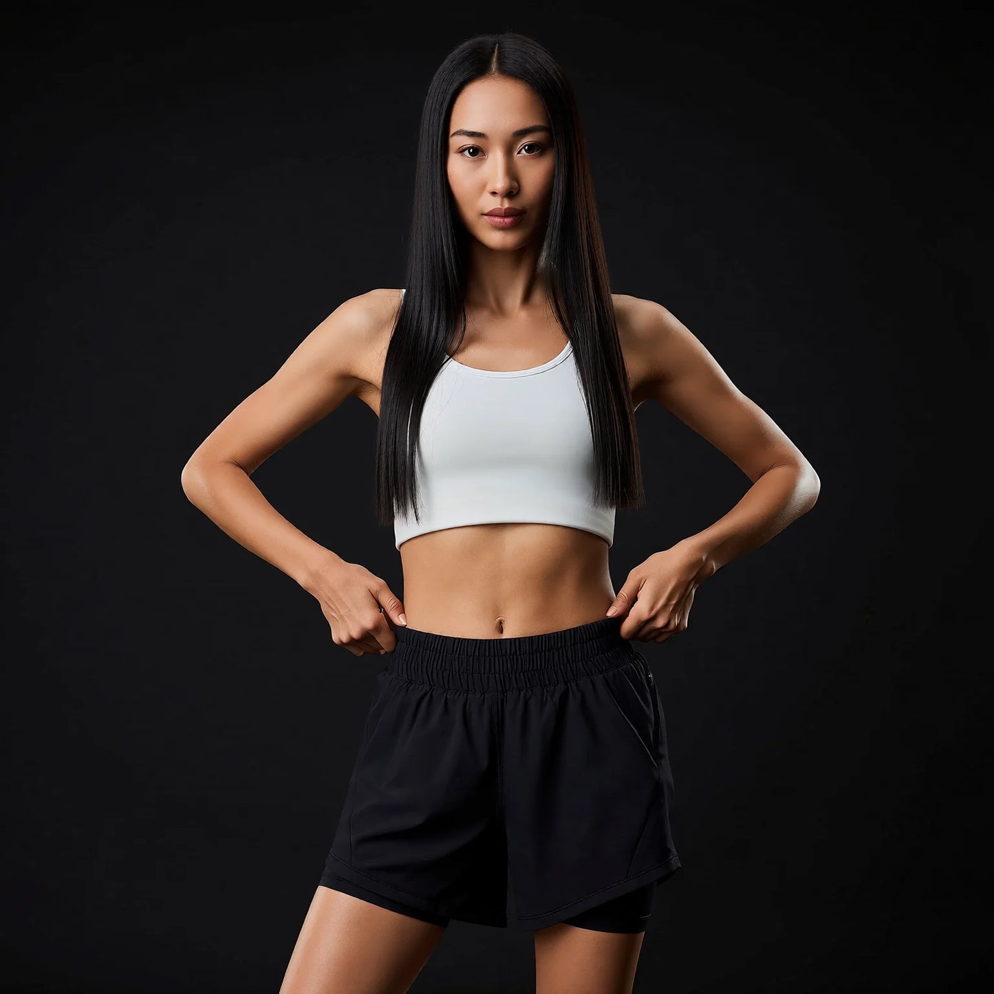 Lightweight Quick-Dry Double-Layer Active Shorts with Adjustable Drawstring Waist
