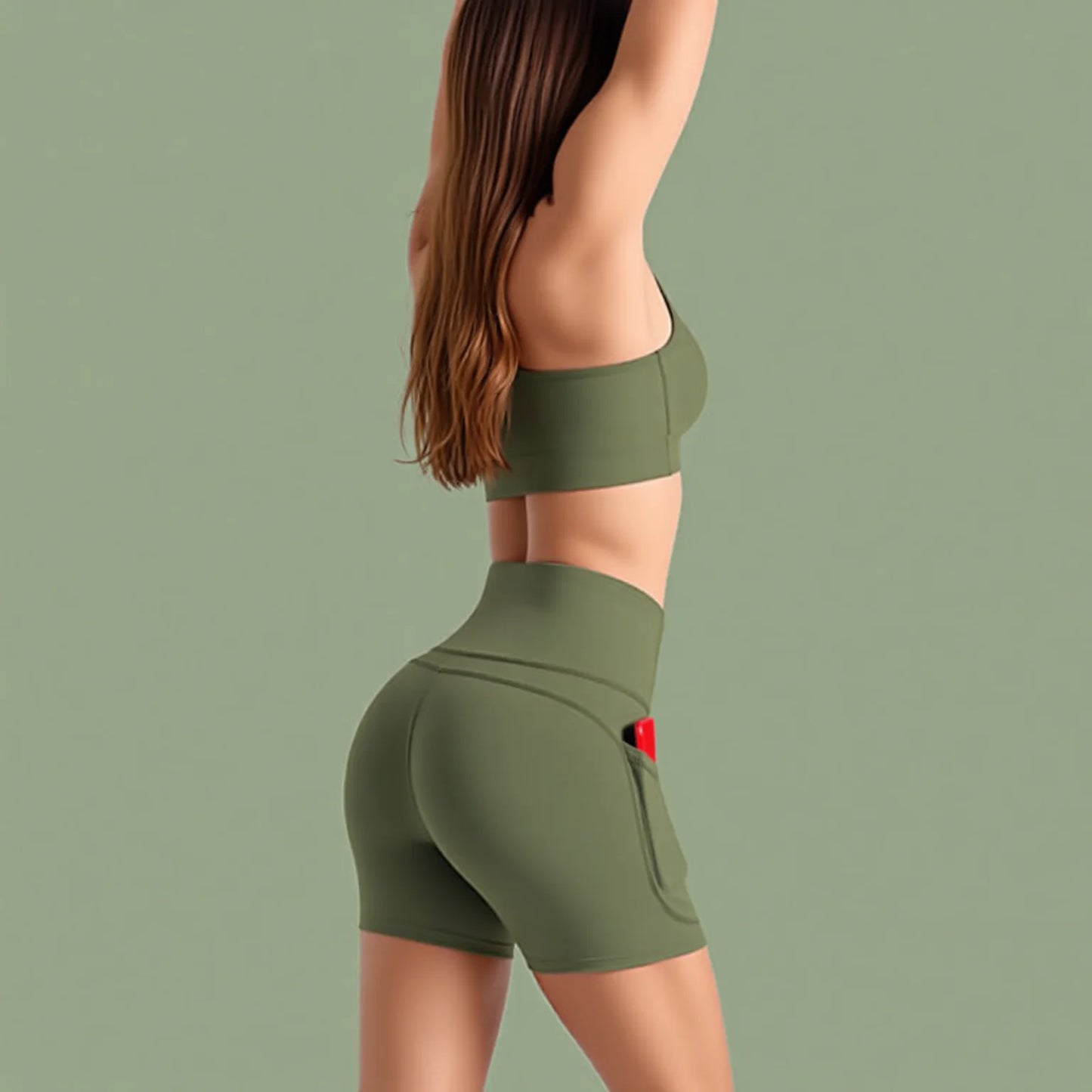 High-Waist Butt-Lifting Fitness Shorts with Side Pockets