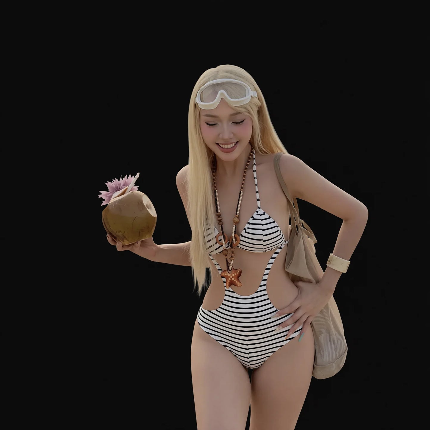 High-Waist Retro Striped Two-Piece Swimsuit – Tummy Control Beachwear