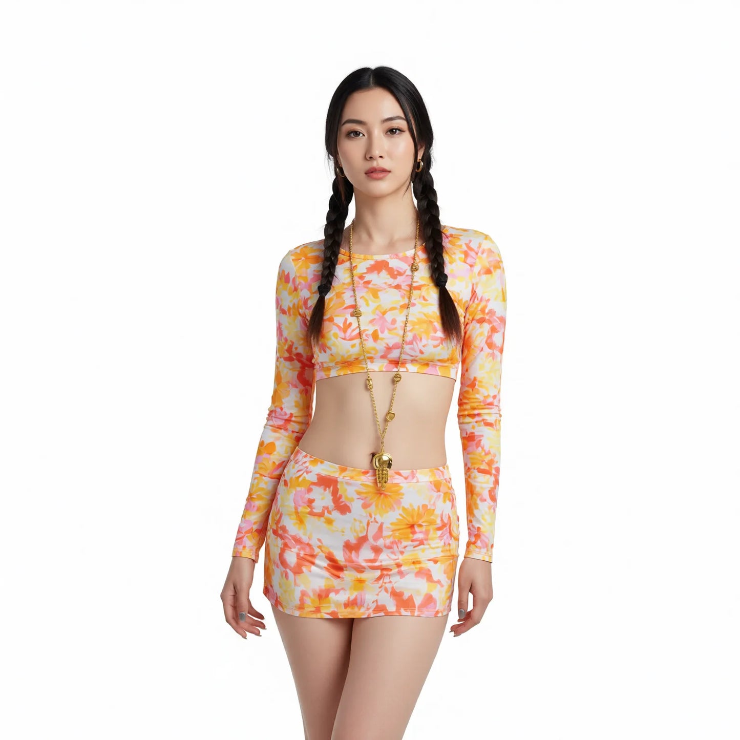 Four Piece Long Sleeve Sun-Protective Swim Co-Ord Set