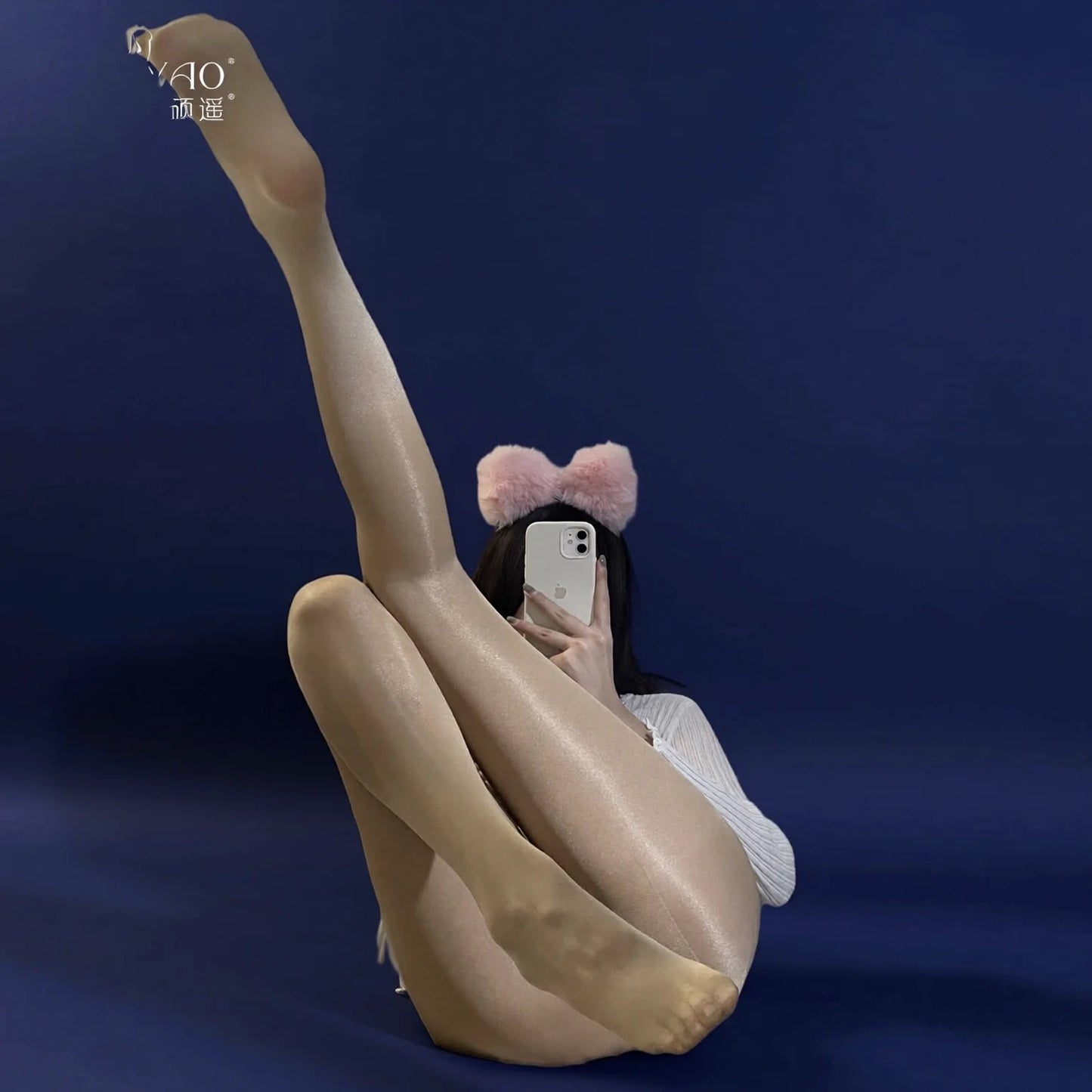 Oil-Glow Sheer Stockings Open Crotch Bodysuit Lingerie
