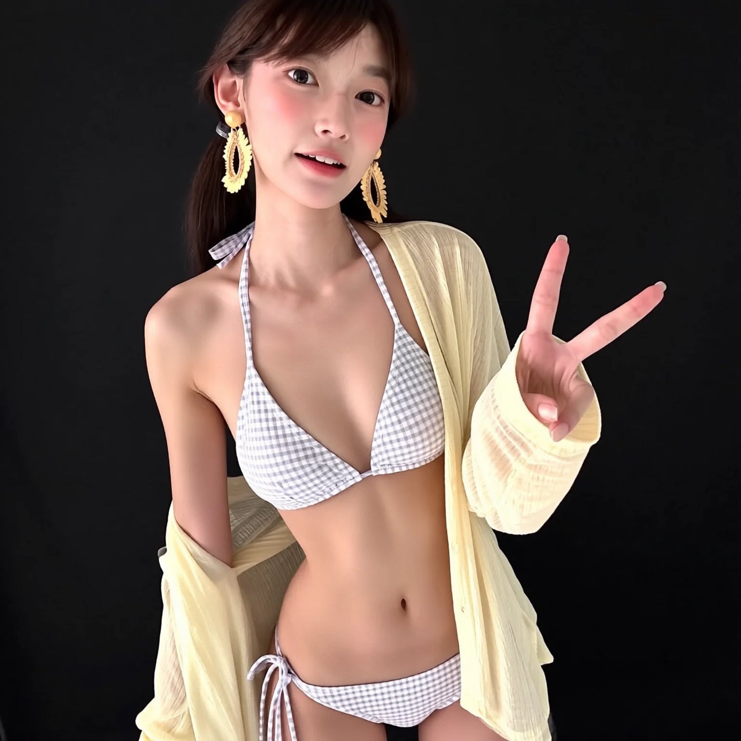 Conservative bikini swimsuit with long sleeve sun-protective shirt & shorts