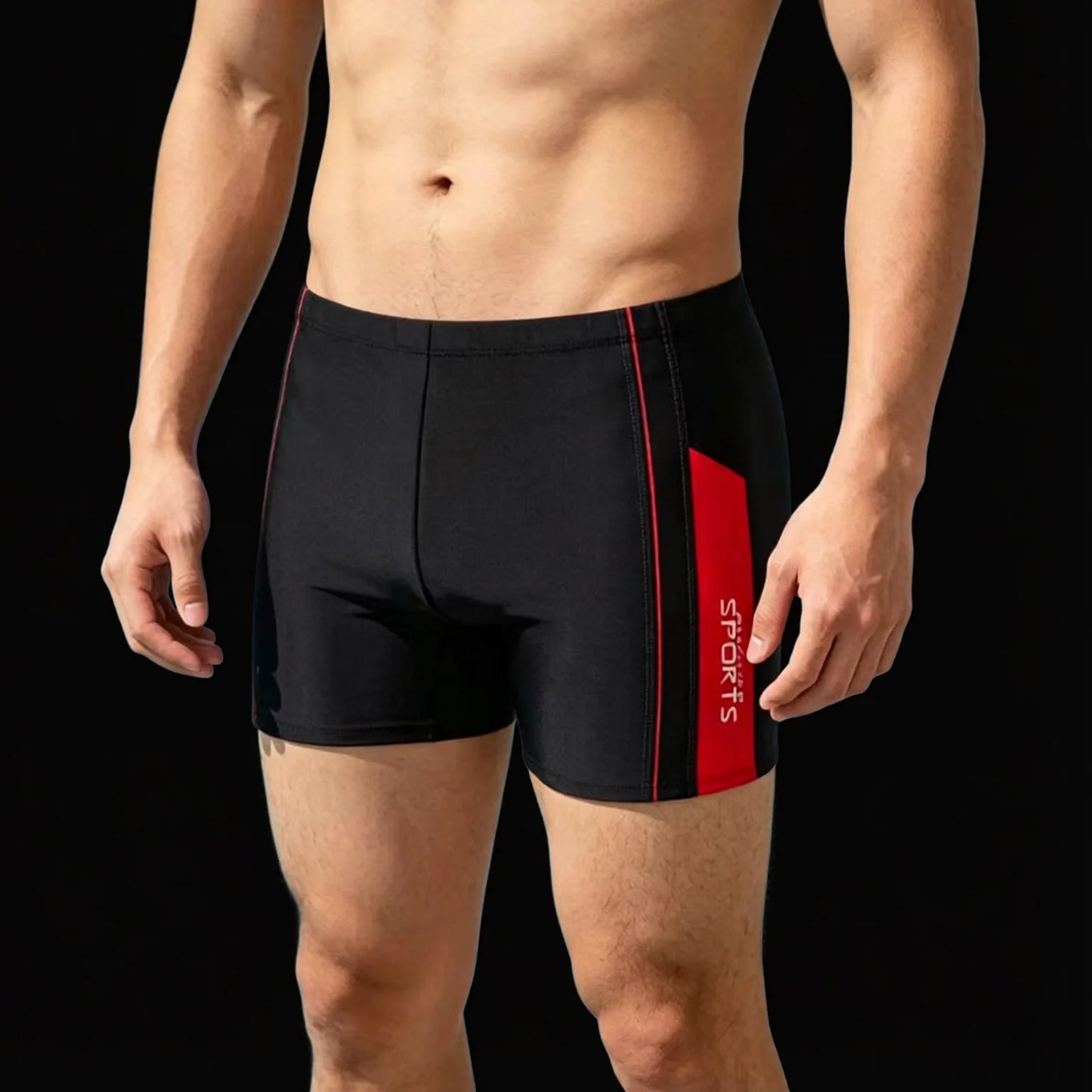 Antichlor Training Swim Trunks Black with Contrast Stripes