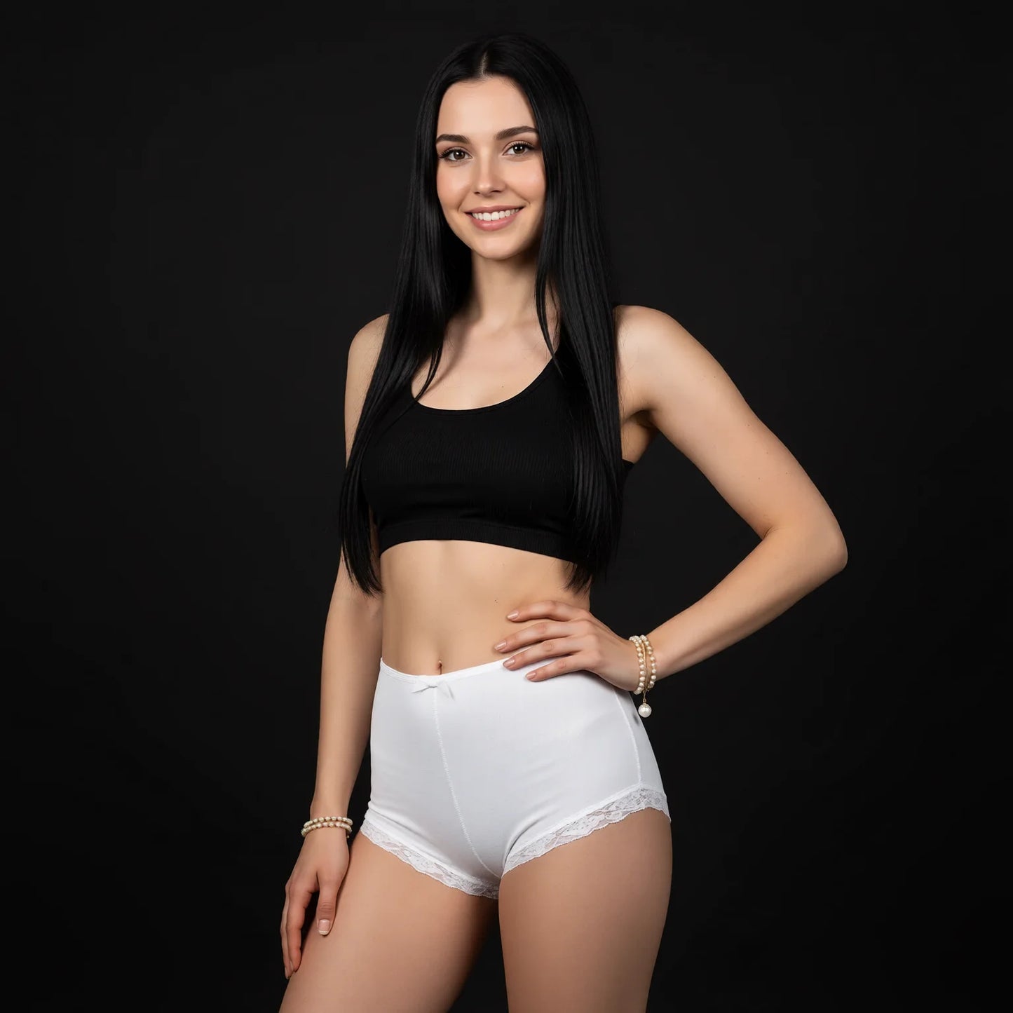 White Lace Bow Sexy Briefs Mid Waist Lingerie