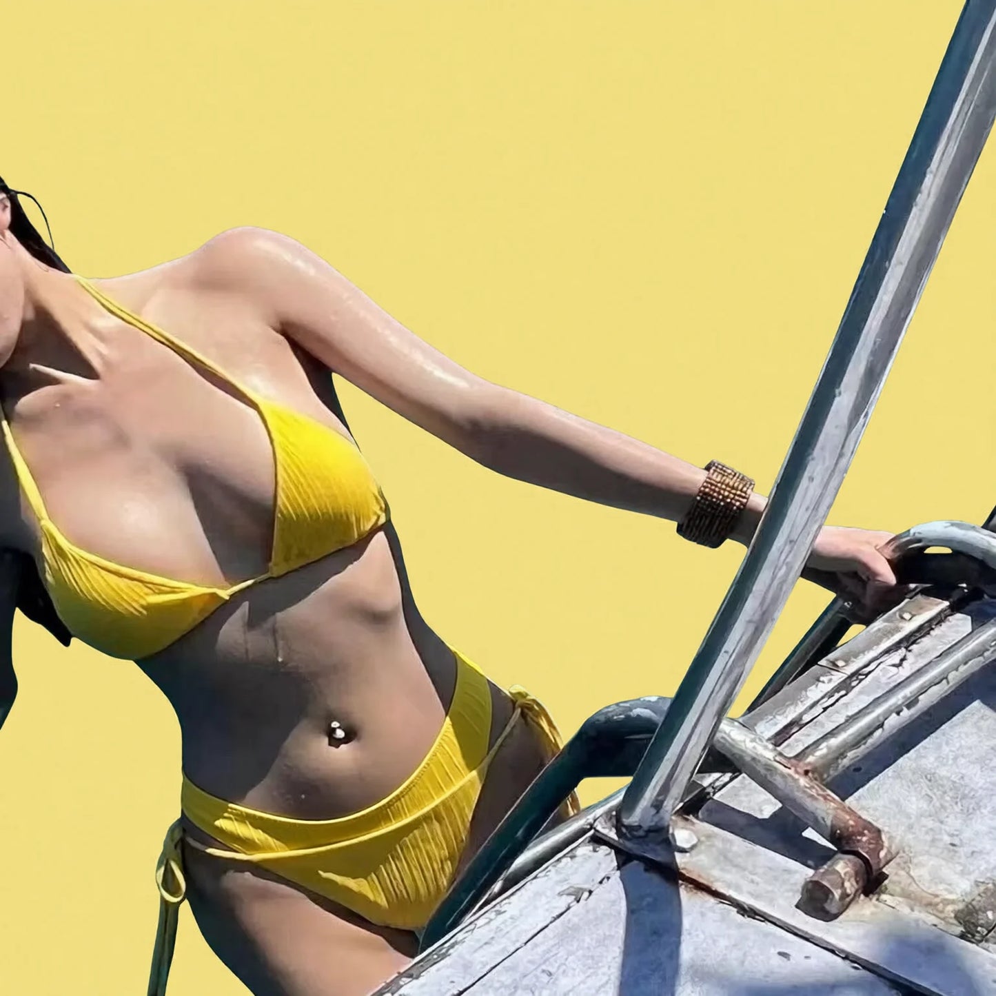 Yellow Sexy Tie-Strap Bikini - Open Back Sexy Swimsuit for Beach
