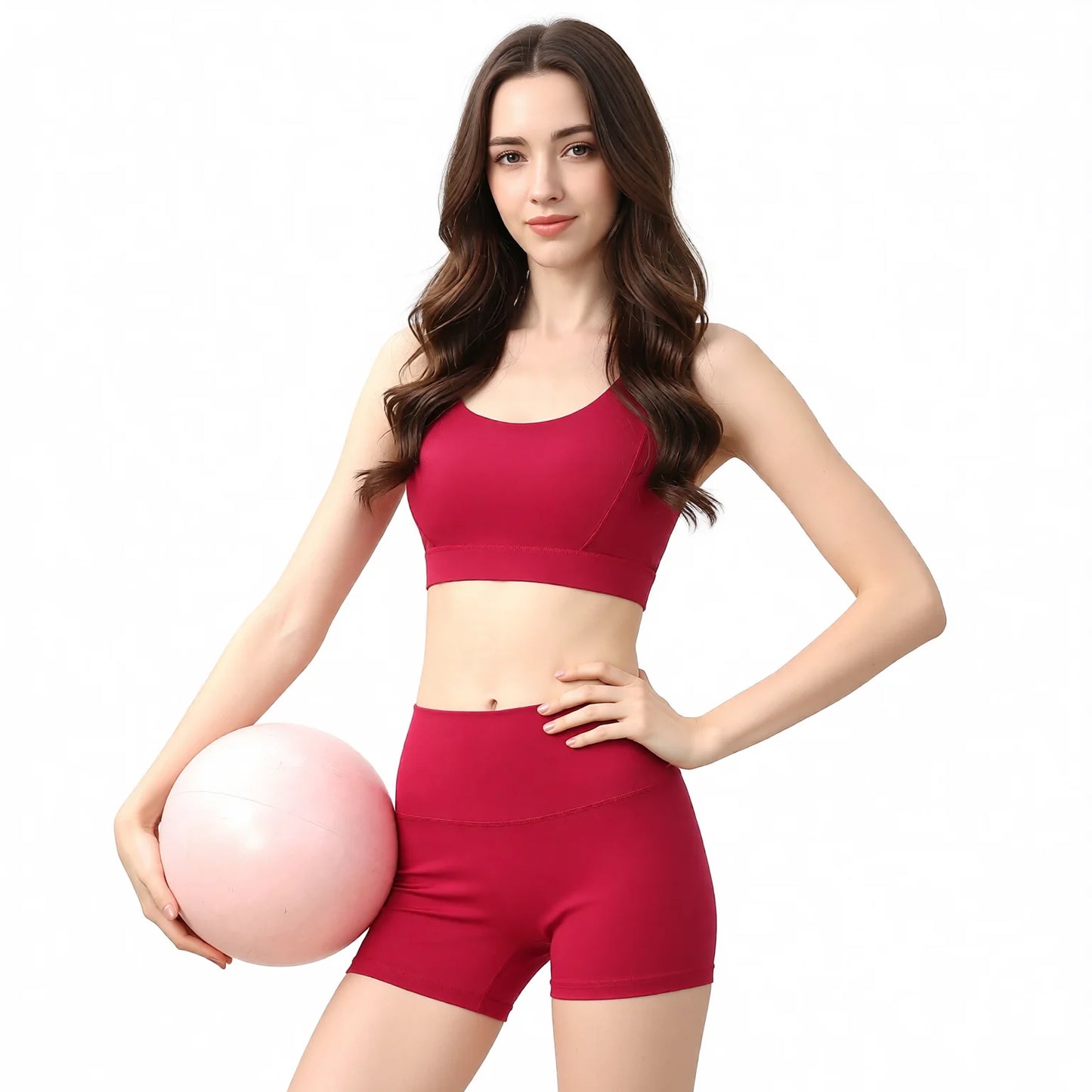 Supportive Sports Bra and Shorts Set - Breathable Yoga Activewear
