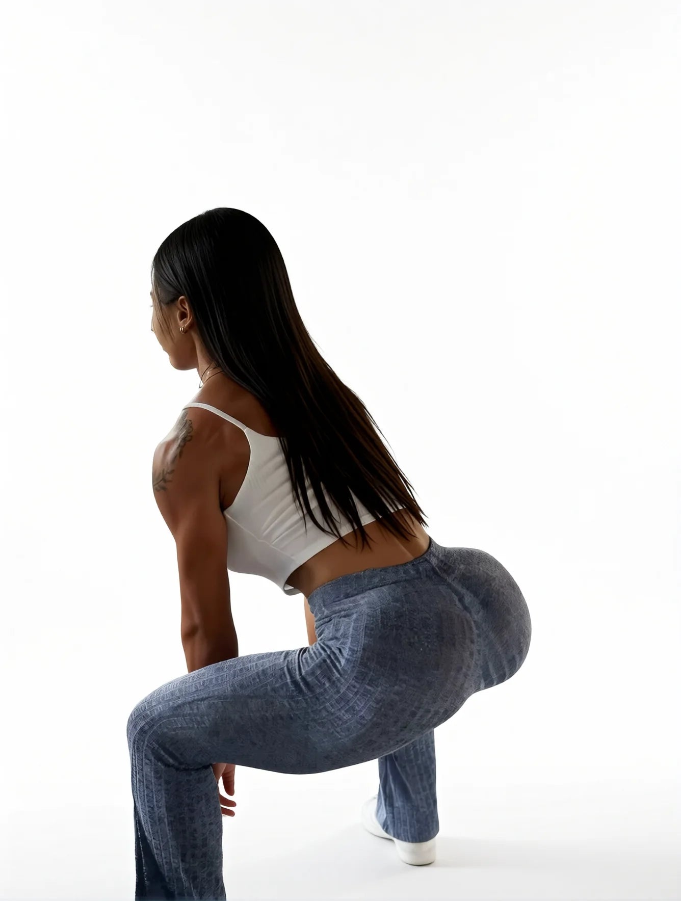 High Waisted Flared Yoga Pants with Butt Lifting Scrunch