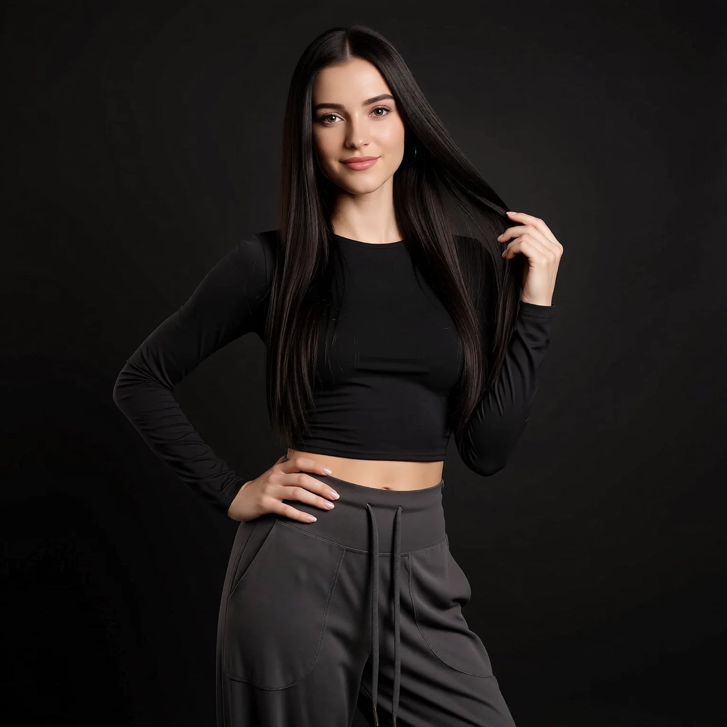 High-waisted drawstring wide leg lounge pants