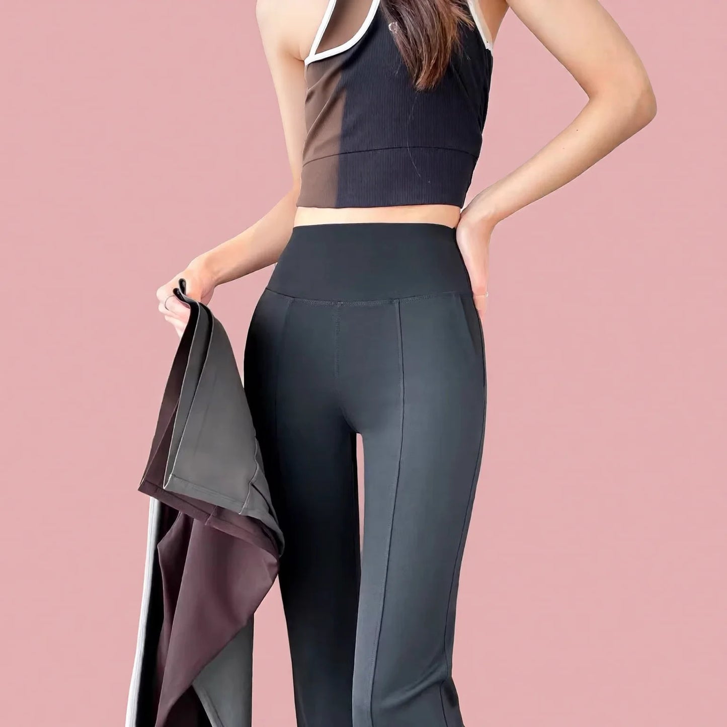 High Waisted Flared Yoga Pants with Pockets - Tummy Control & Booty Lift