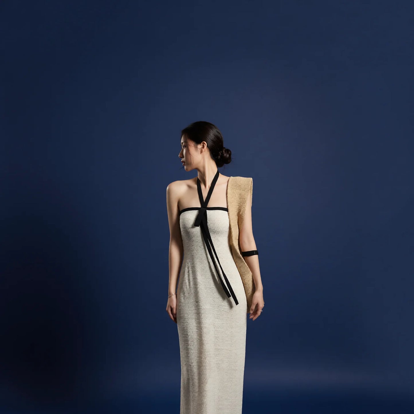 Halterneck Slip Dress Ivory