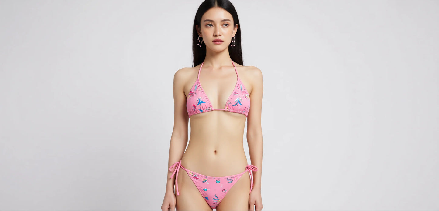 no steel bra triangle bikini set