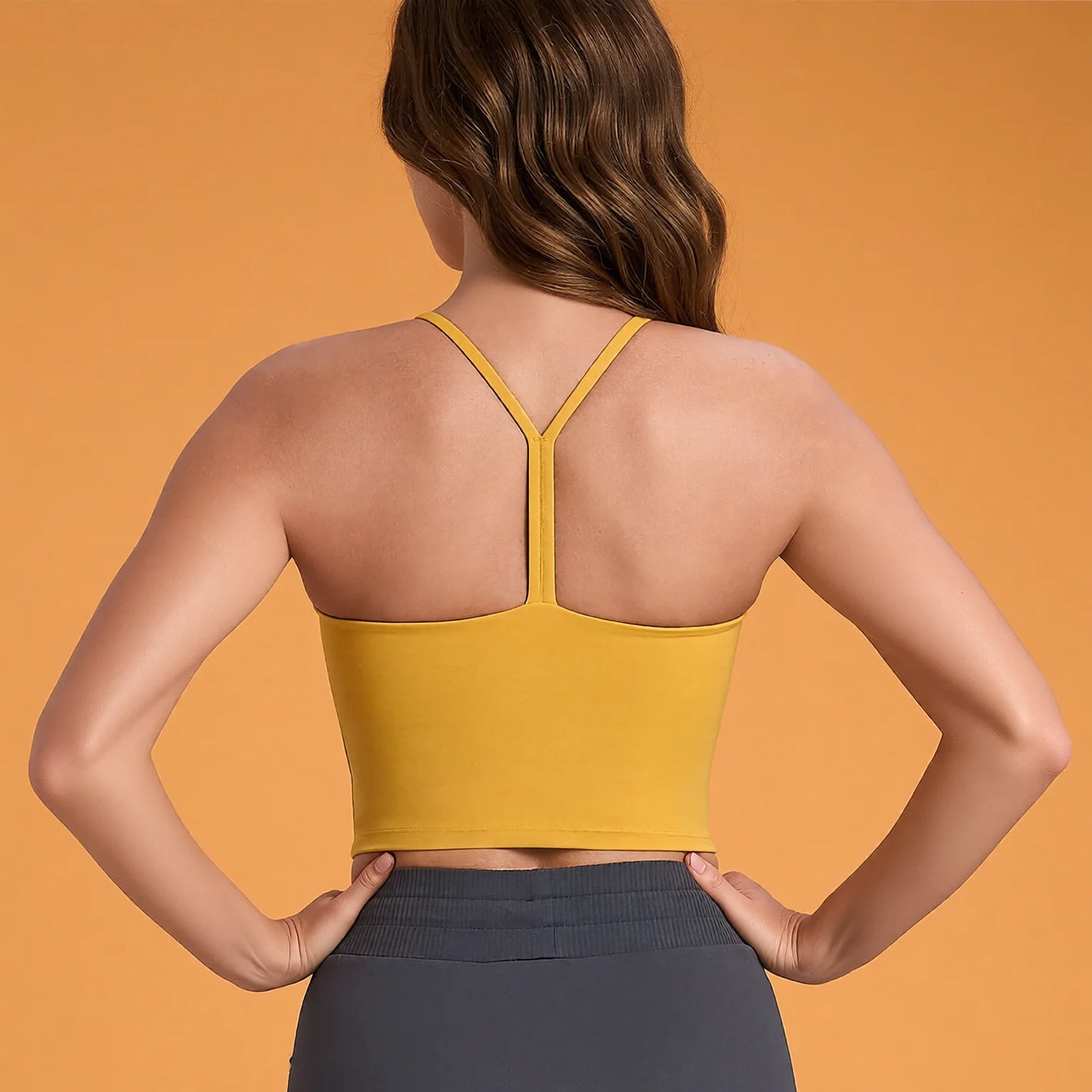 Cross-Back Workout Vest with Built-In Bra - Stretchy Yoga Tank