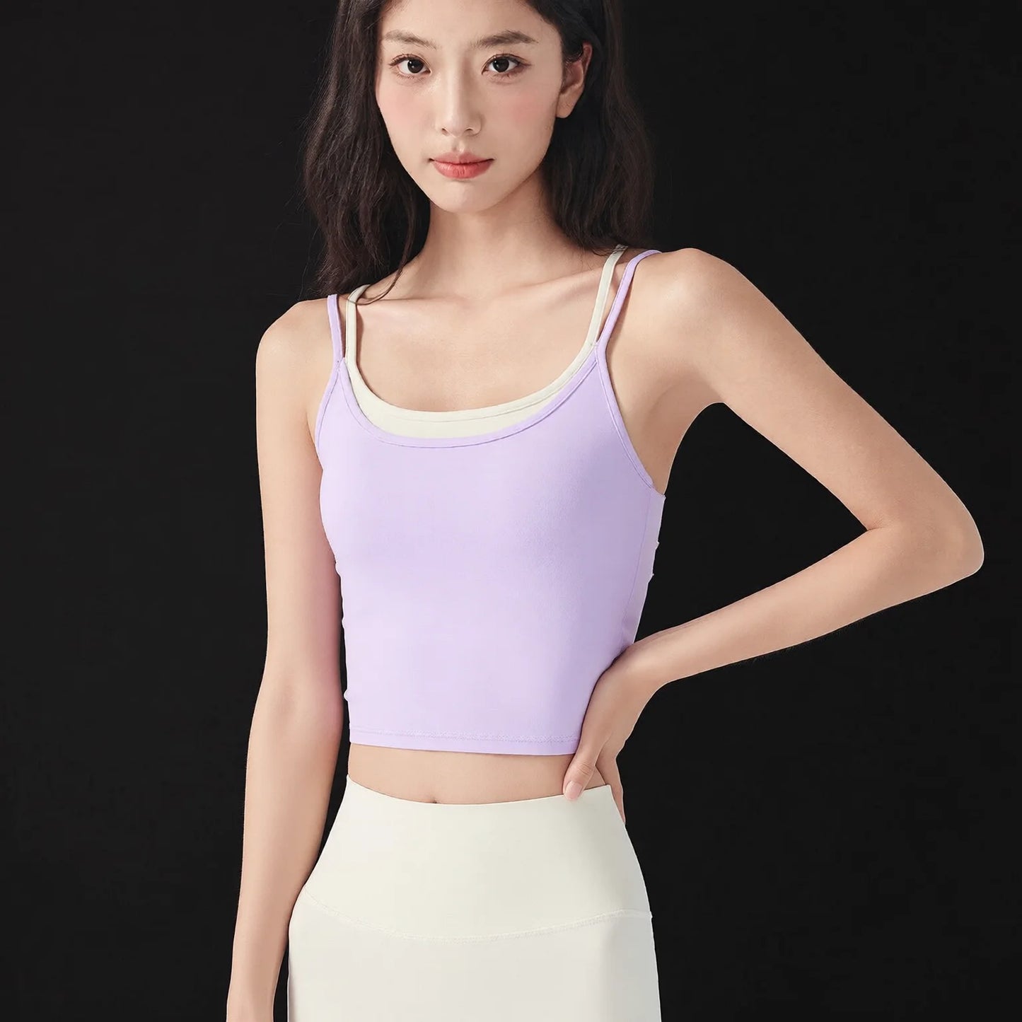 Strappy Back Cross Sports Bra with Chest Pad