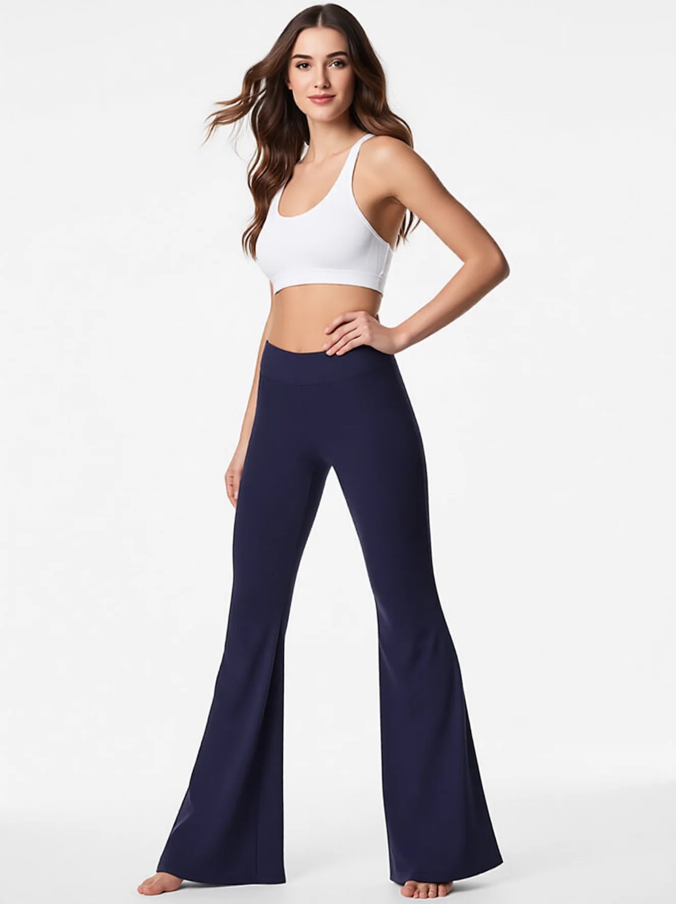 High Waisted Flared Leggings with Pockets and Butt Lift