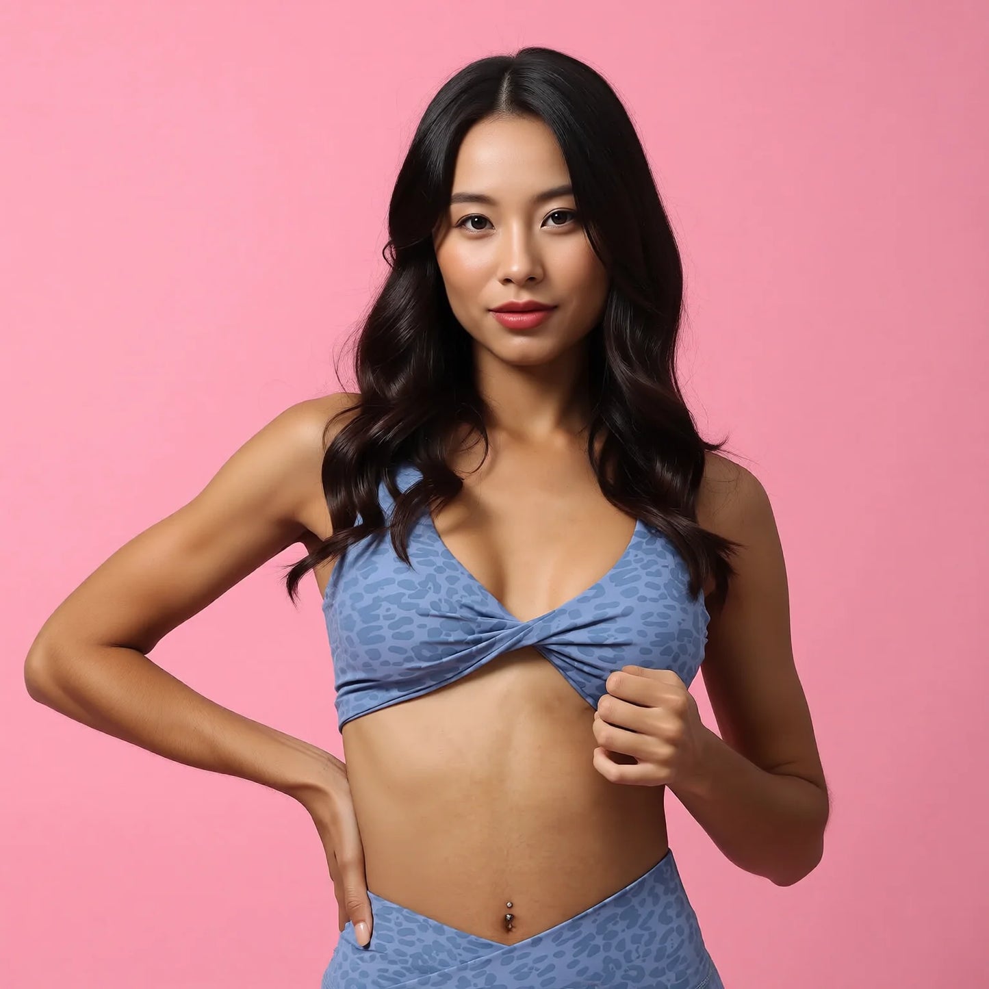 Twist-Back Bra with Leopard Print - Premium Sports & Yoga Bra