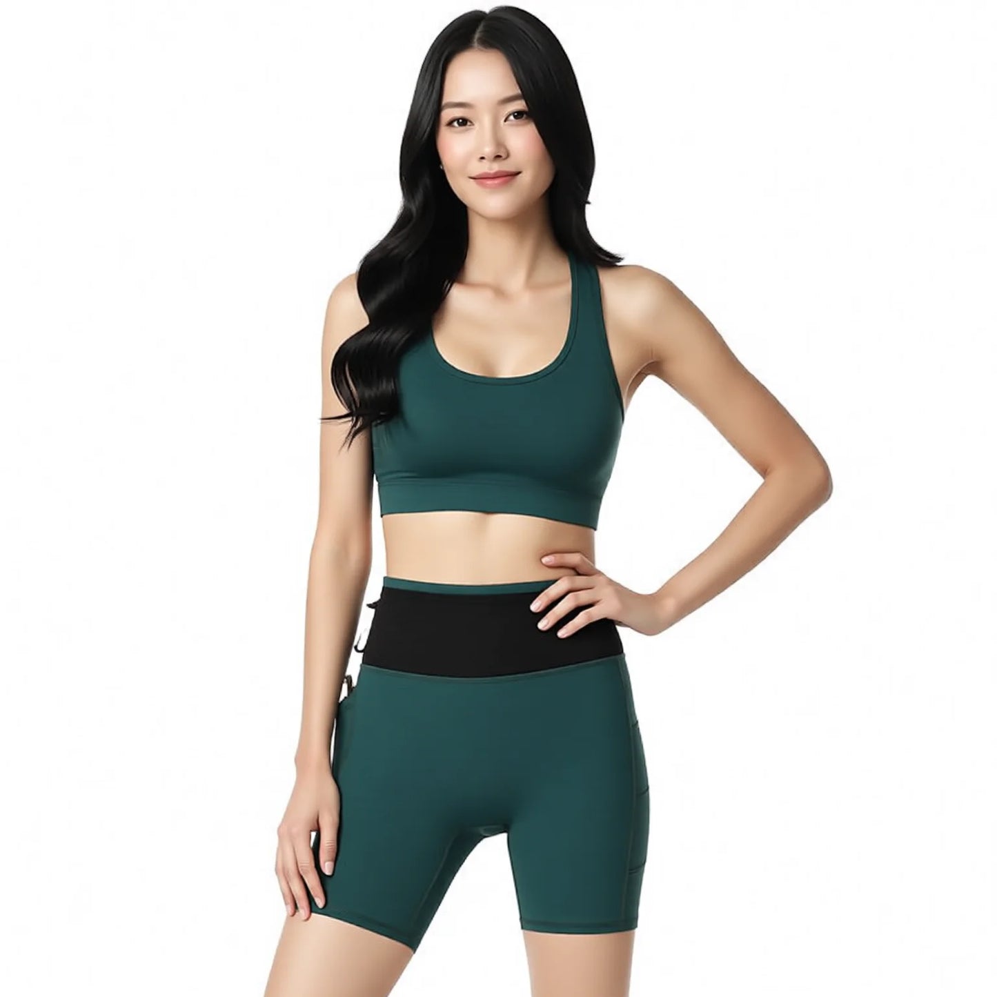High Waisted Yoga Shorts with Pockets Women Compression Butt Lift Athletic Shorts