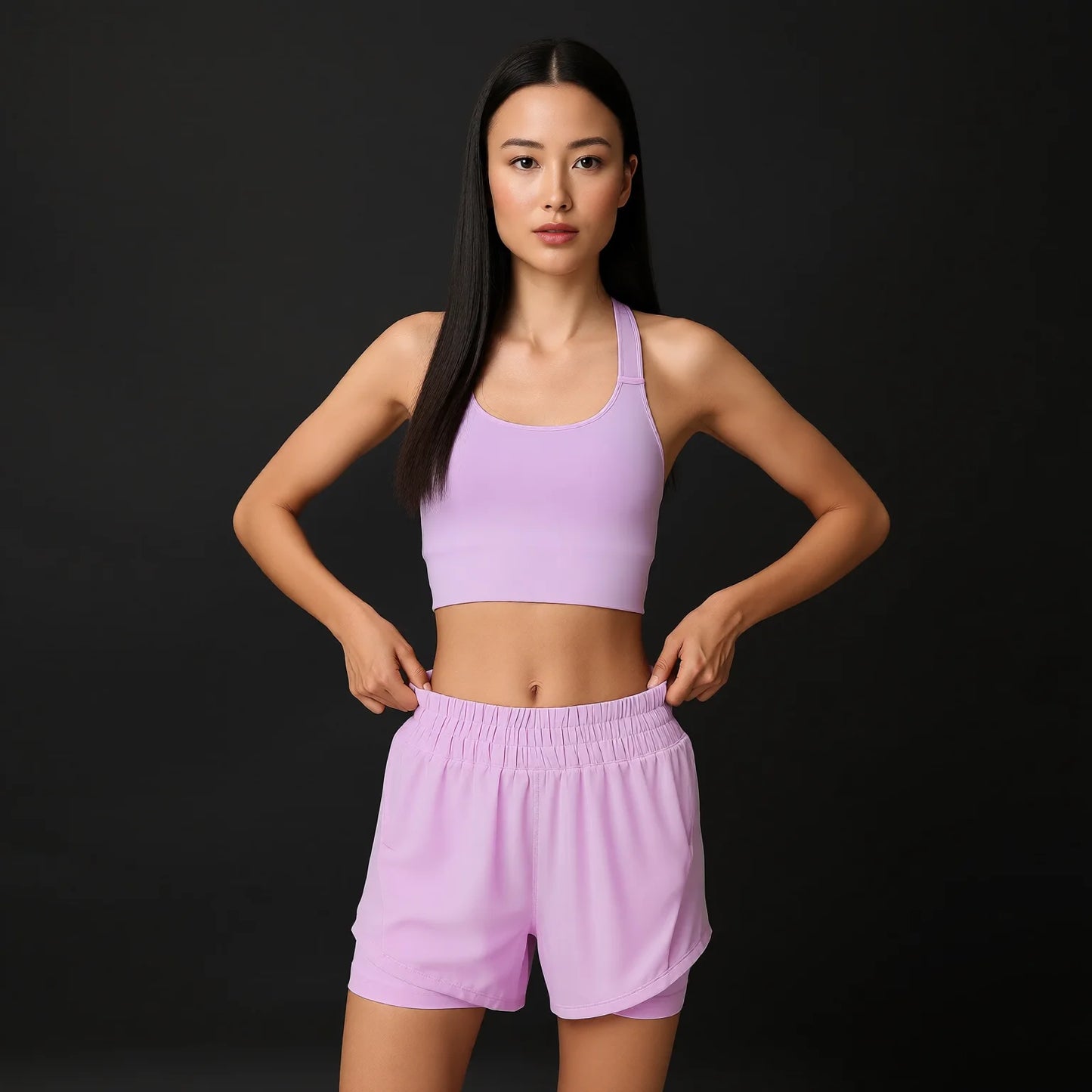Lightweight Quick-Dry Double-Layer Active Shorts with Adjustable Drawstring Waist