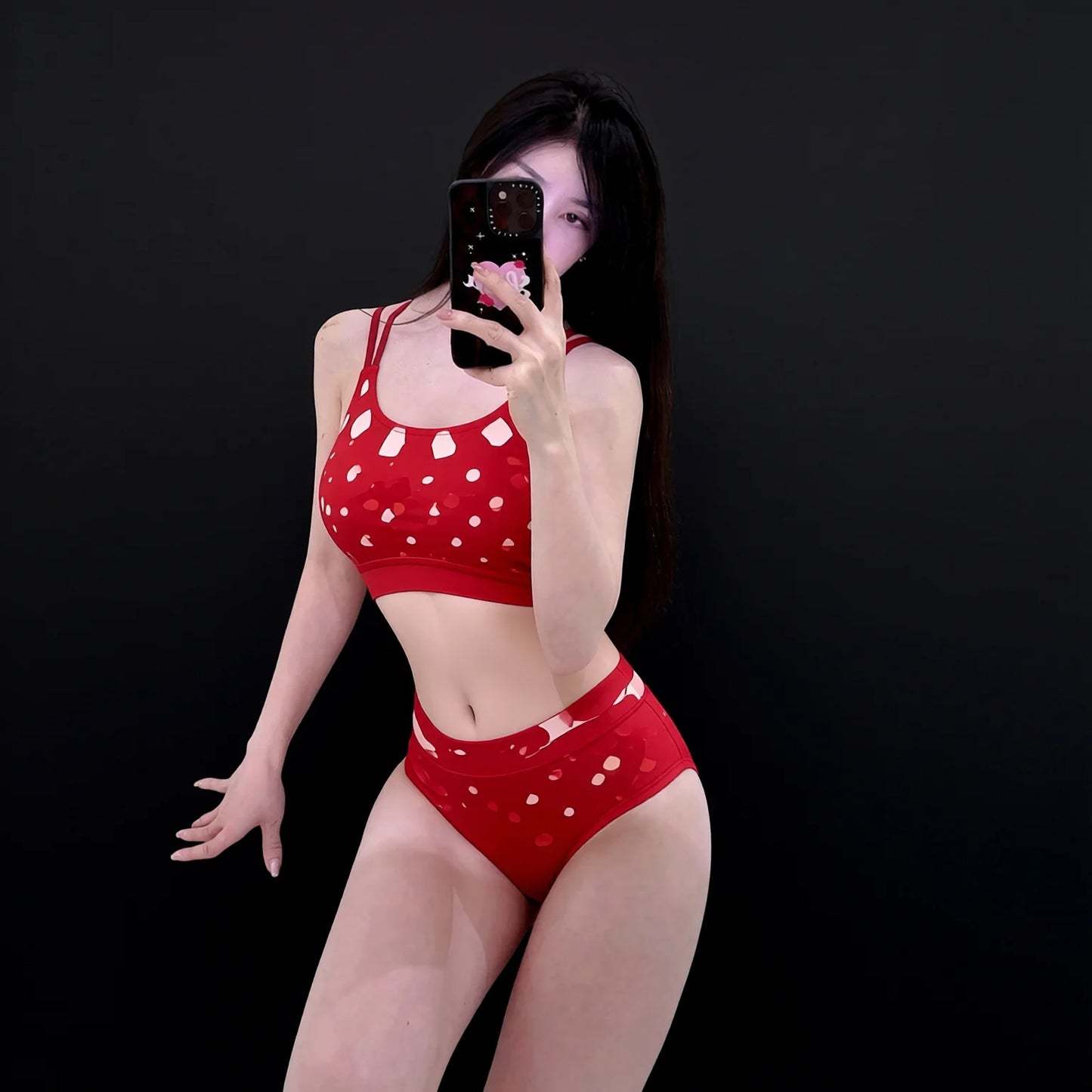 Red Gingham One Piece Swimsuit - High-Waisted Competitive Swimwear with Cross Back Straps