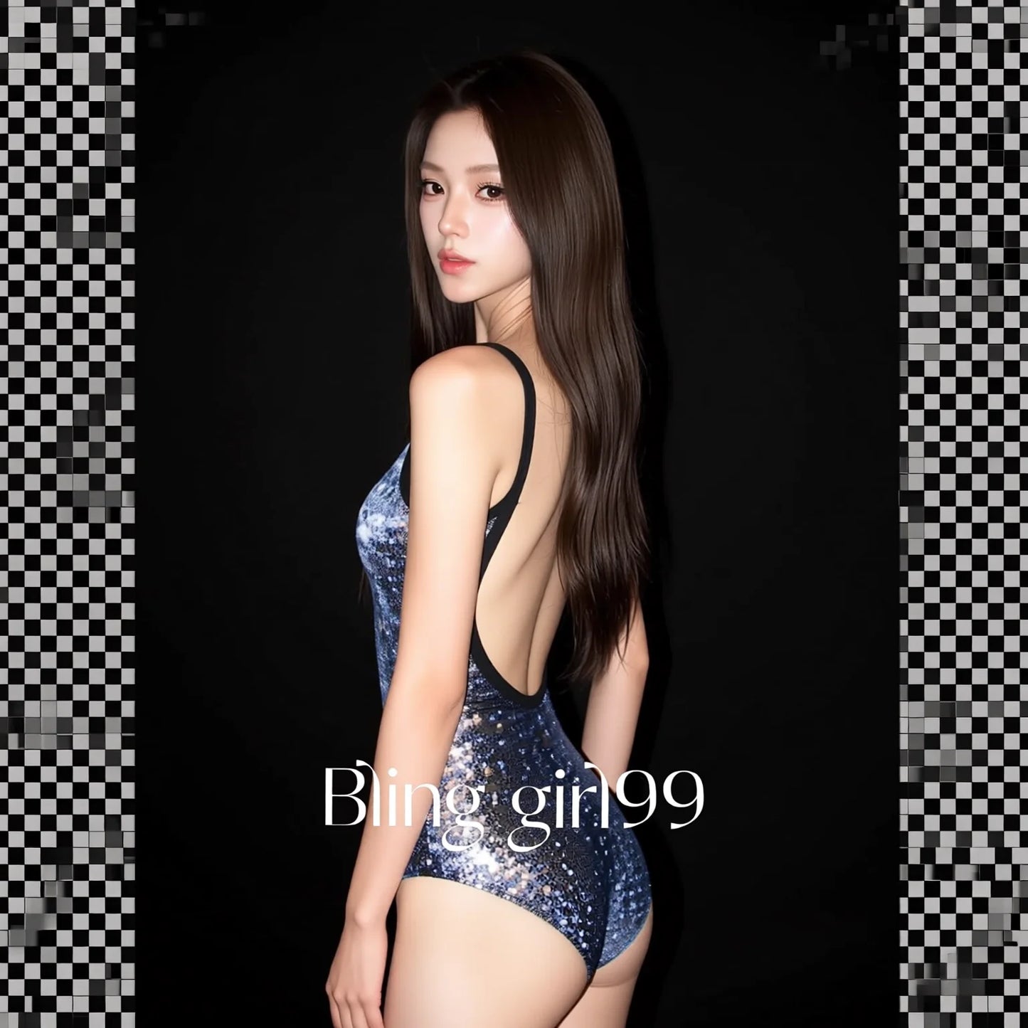 High Shine Sparkle Backless Training Swimwear