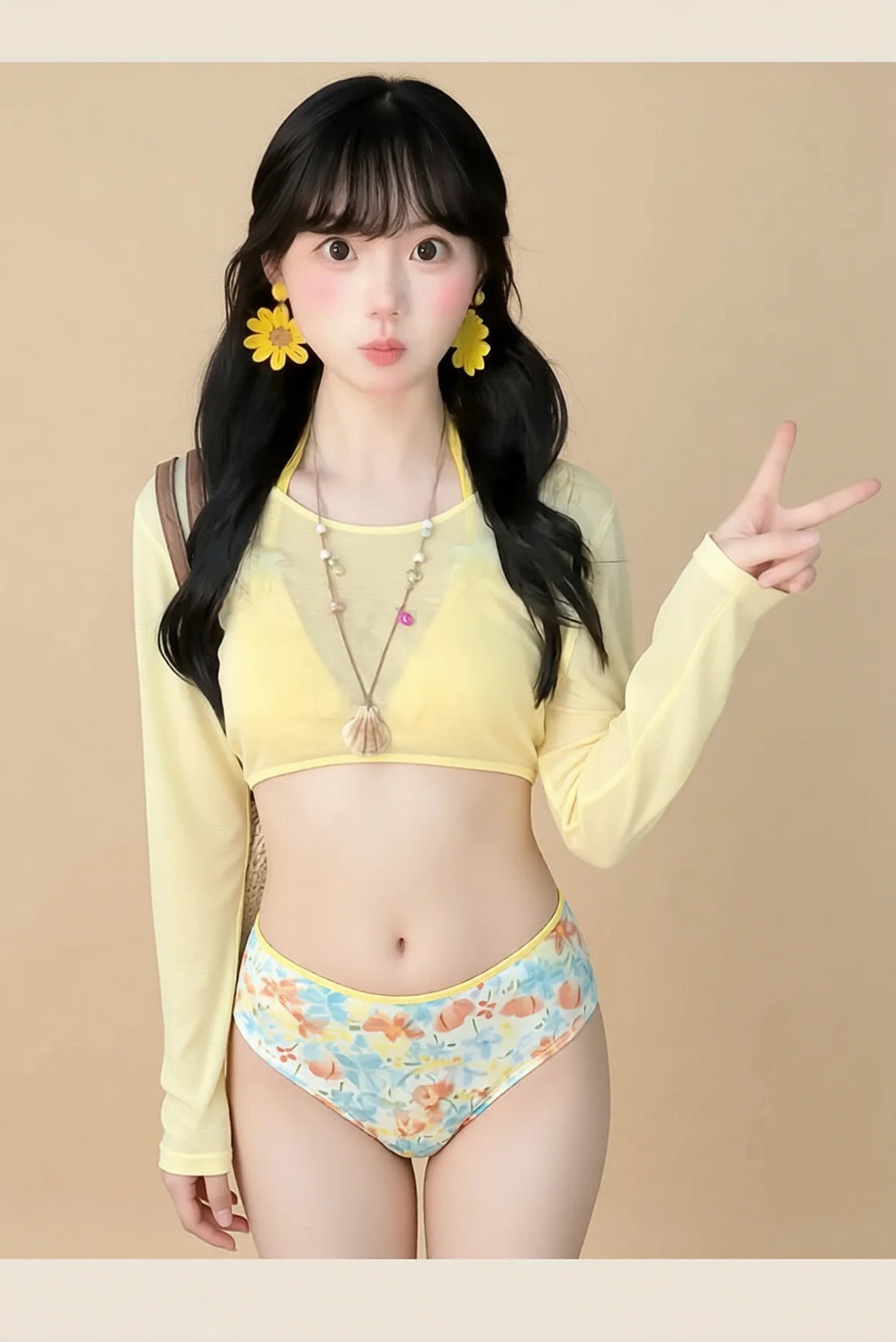 Long Sleeve Bikini Set with Sun Protection