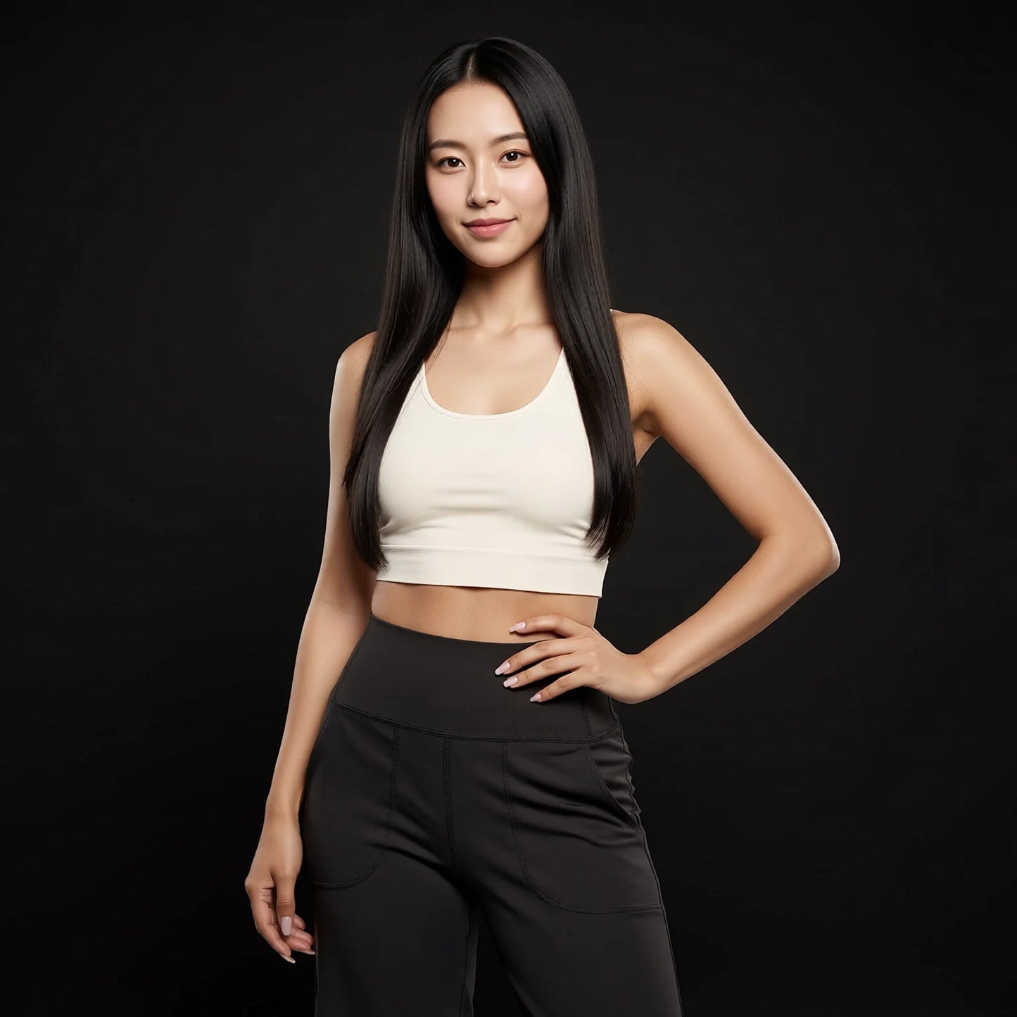 High-waisted wide-leg mid-length yoga pants - bare feel everyday commuter elastic breathable quick-dry