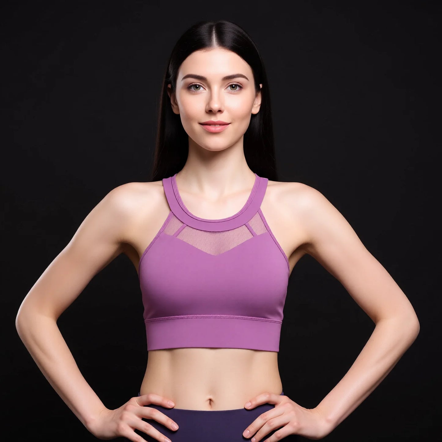 High Support One-Piece Fixed Cup Sports Bra - Breathable Running Fitness Vest