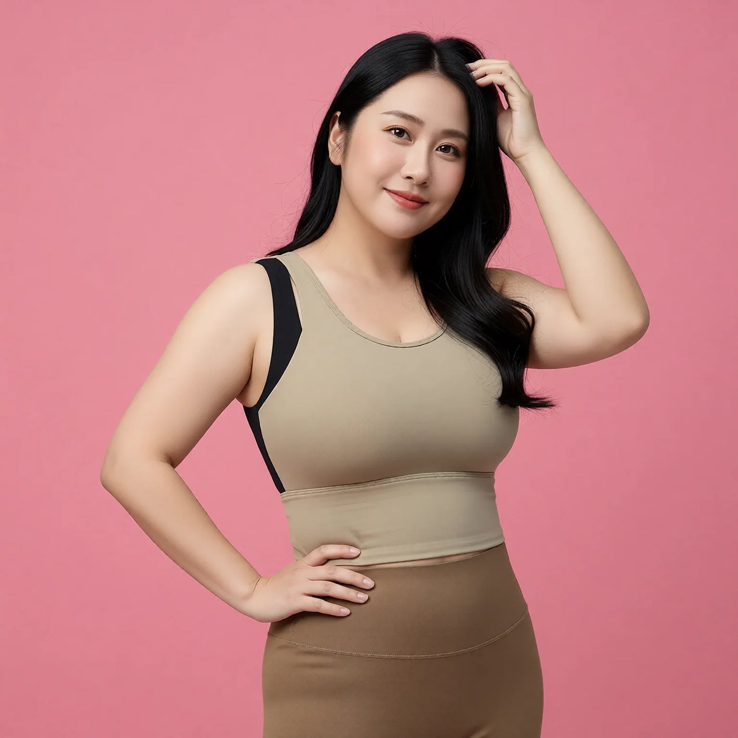 Blush Rose One-Piece Sports Bra - Supportive Yoga & Fitness Tank
