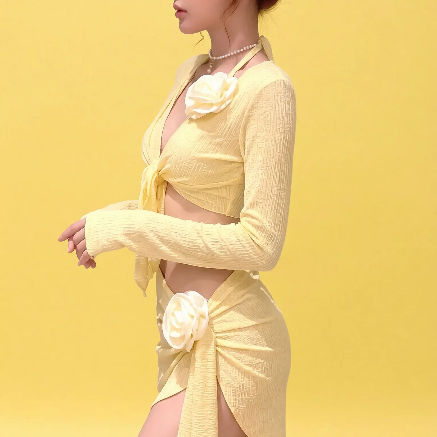 Tender Yellow Four-Piece Set Thai Island Resort Swimwear