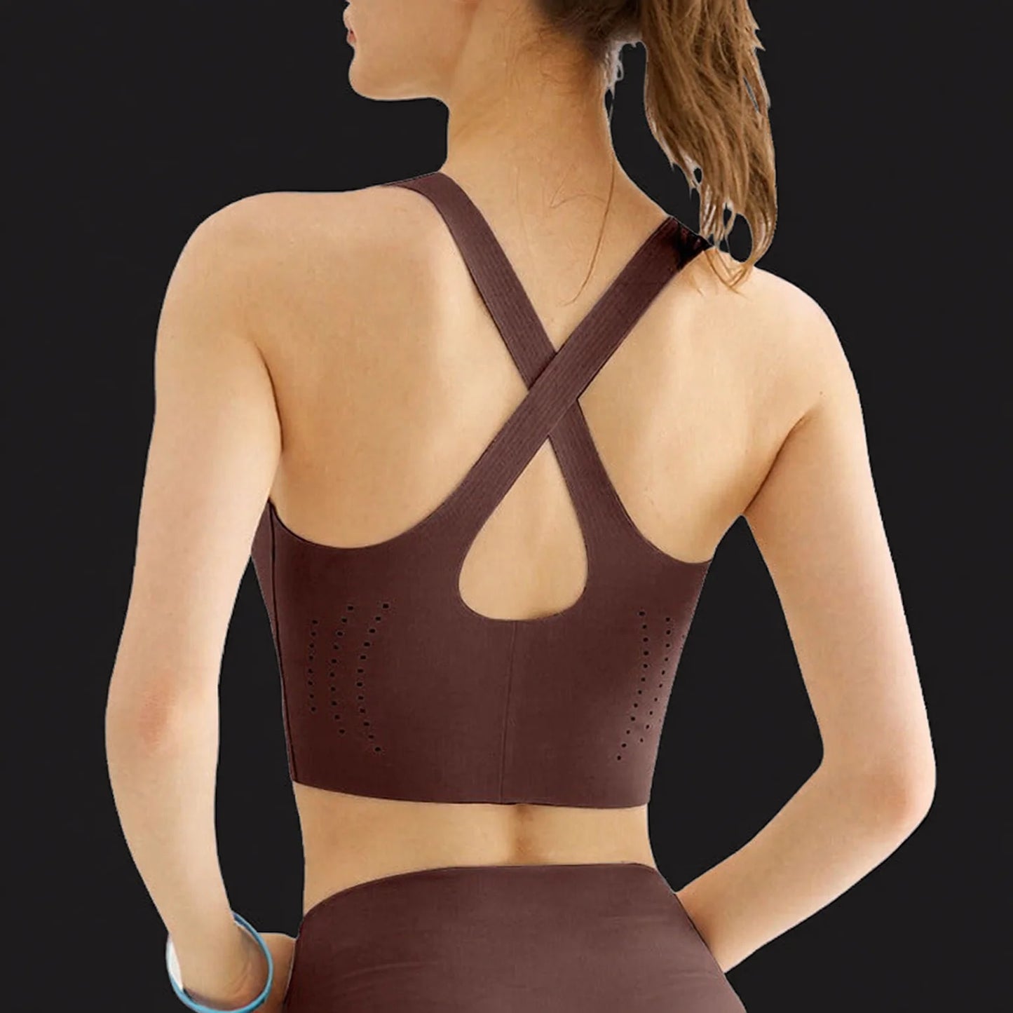 Fixed Cup Support Sports Bra - No Ride-Up Yoga Bra