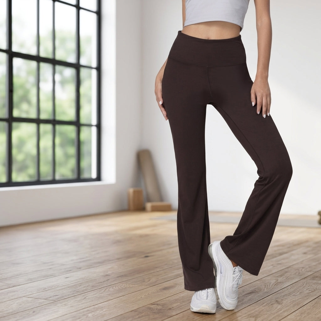 High-Waist Micro-Flare Yoga Pants Nylon-Lycra Hip-Lift