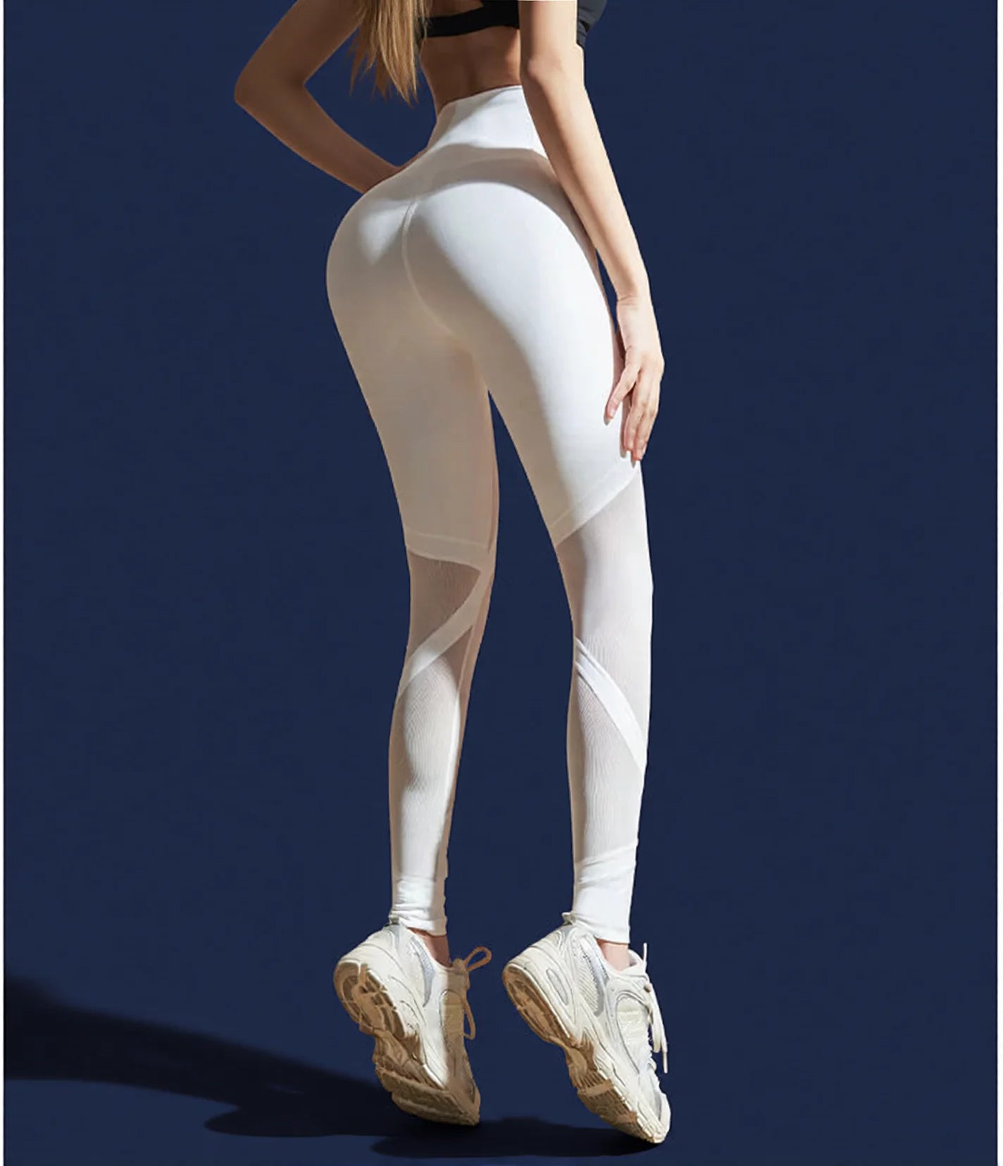 High Waisted Mesh Butt Lift Yoga Leggings with Tummy Control